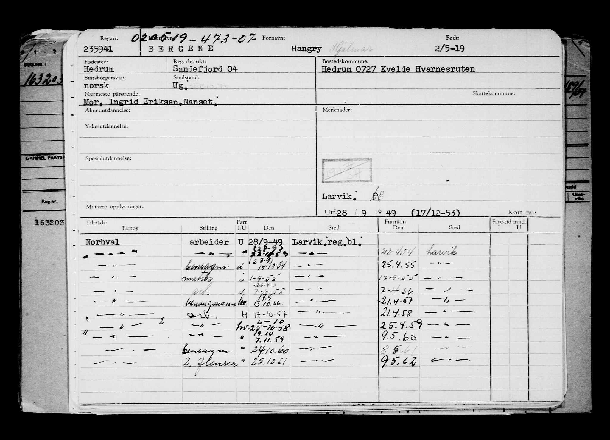 Direktoratet for sjømenn, AV/RA-S-3545/G/Gb/L0168: Hovedkort, 1919, p. 381