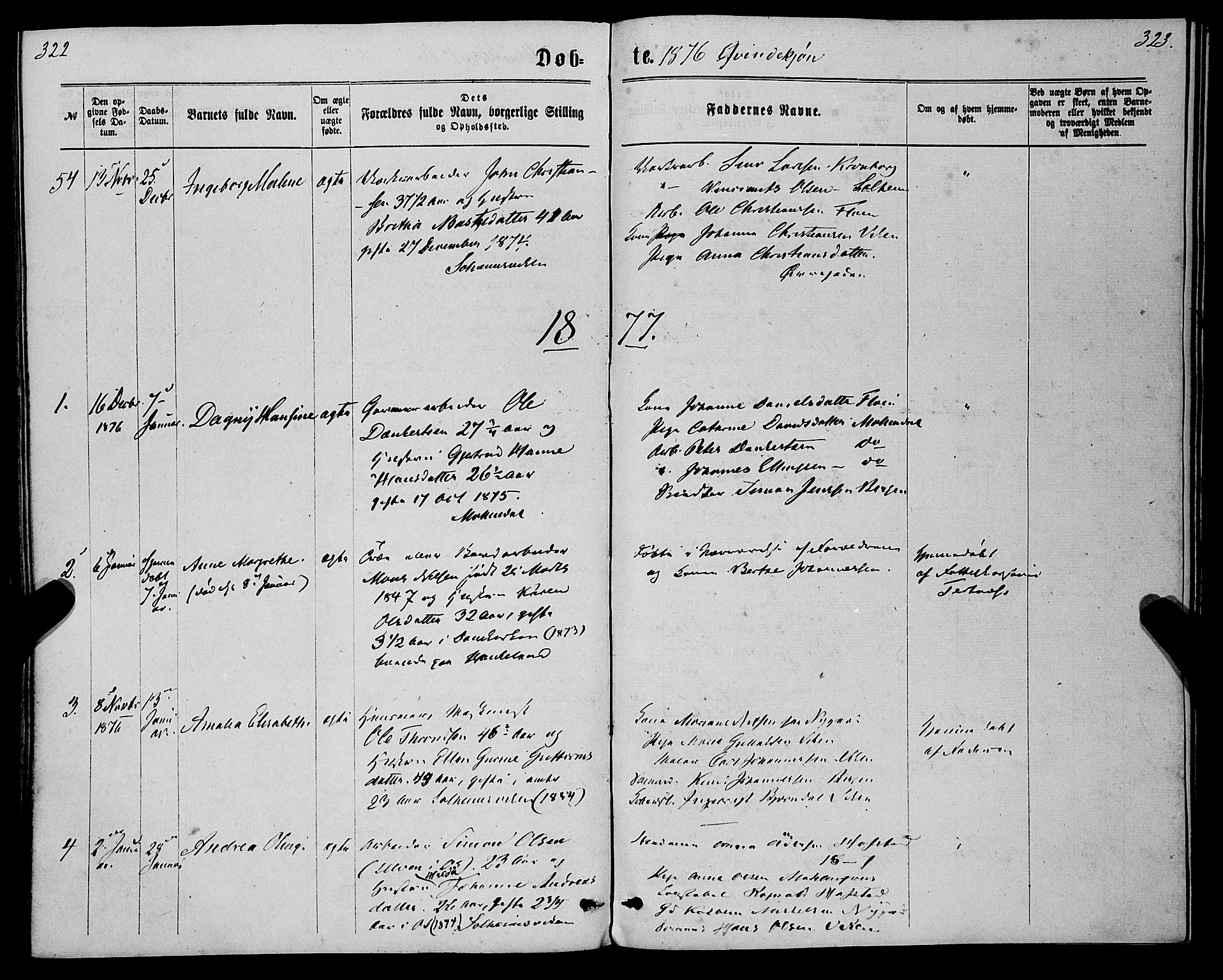 St. Jørgens hospital og Årstad sokneprestembete, AV/SAB-A-99934: Parish register (official) no. A 6, 1870-1878, p. 322-323