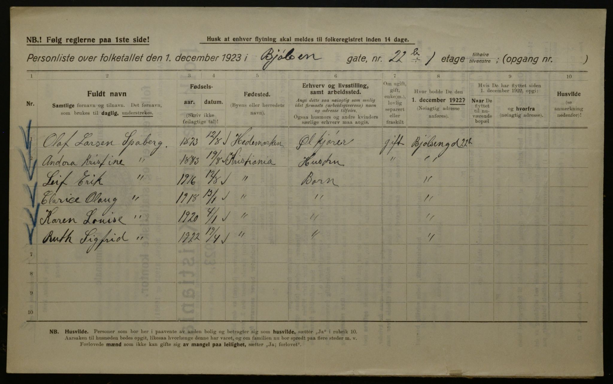 OBA, Municipal Census 1923 for Kristiania, 1923, p. 7619