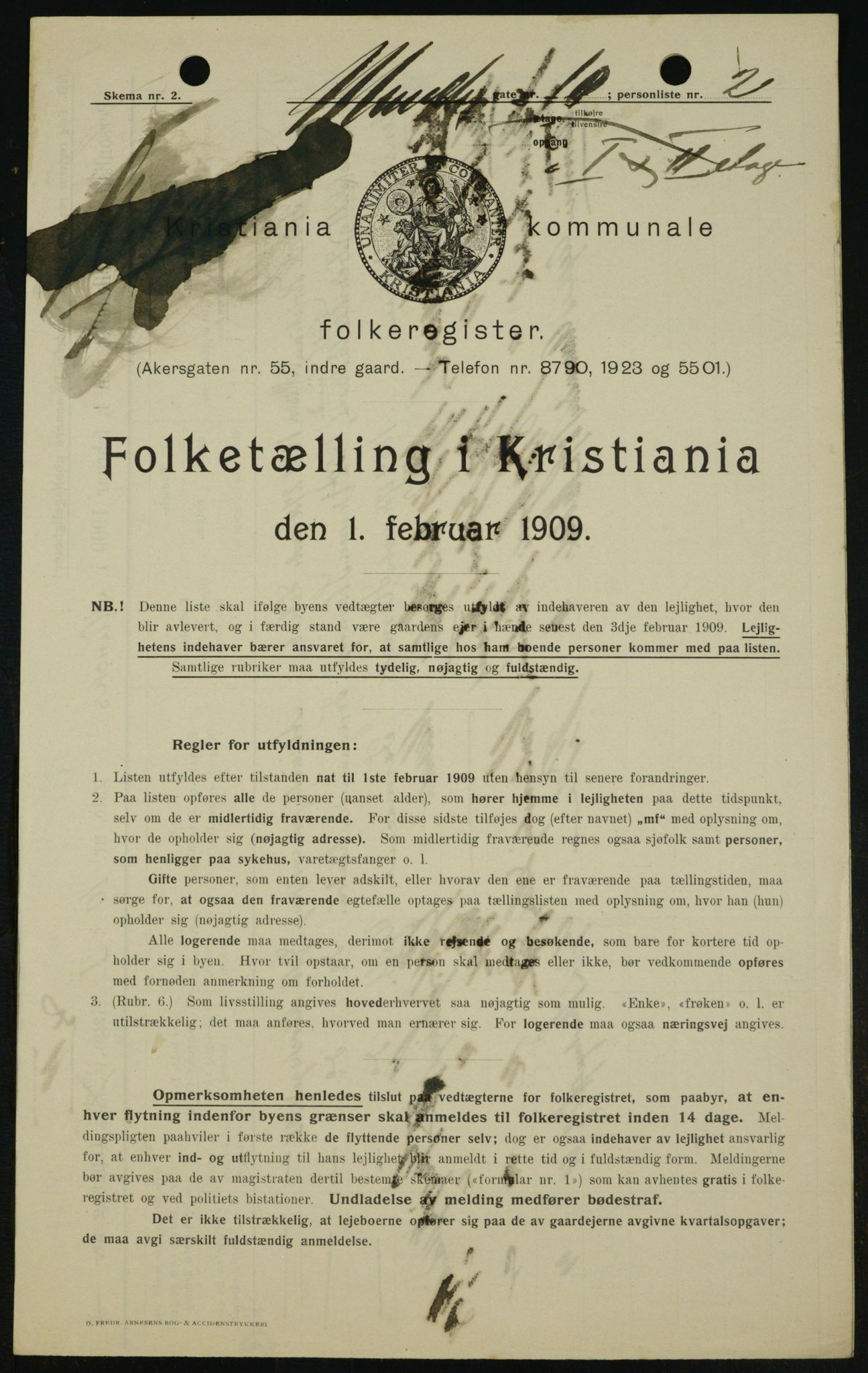 OBA, Municipal Census 1909 for Kristiania, 1909, p. 60382