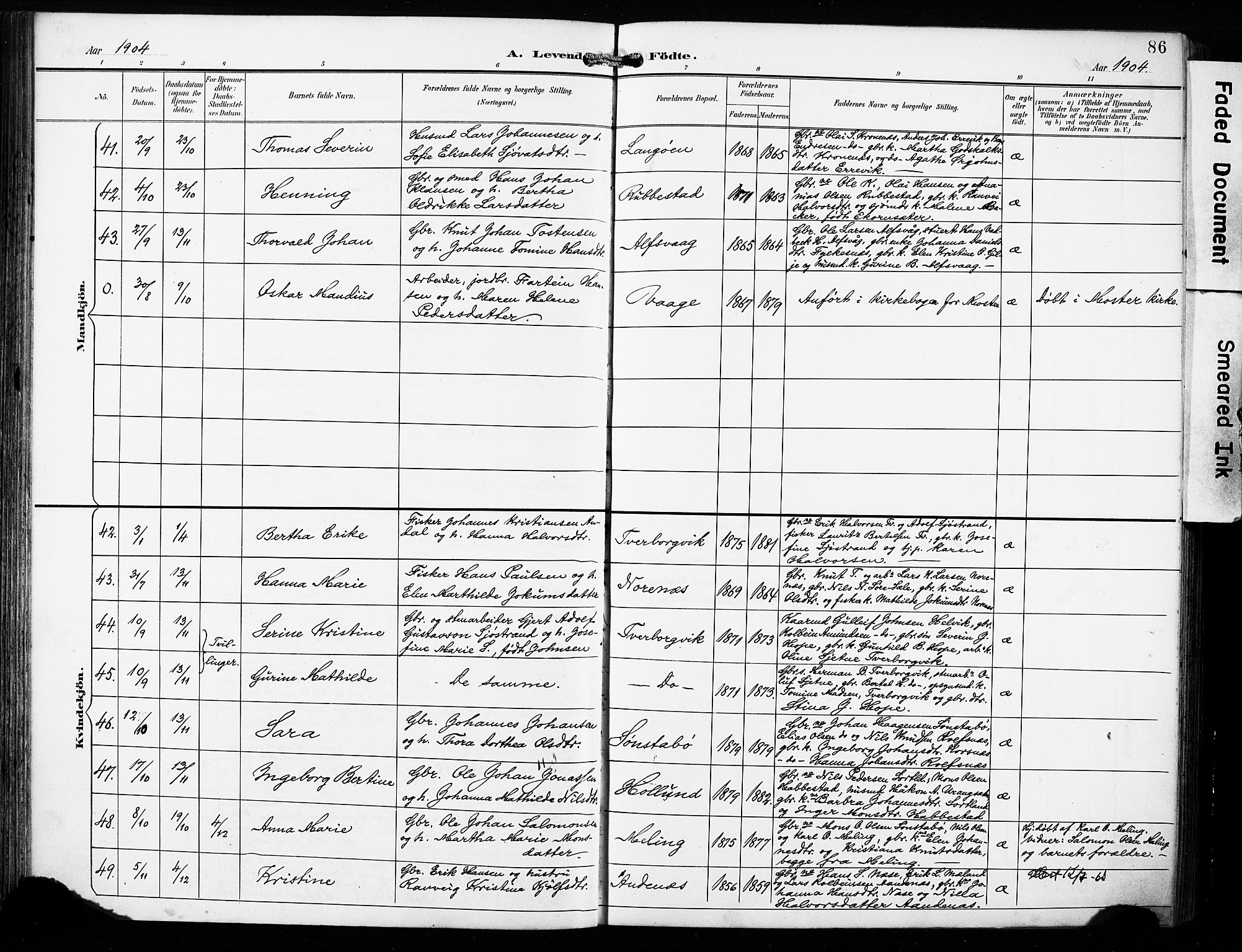 Finnås sokneprestembete, AV/SAB-A-99925/H/Ha/Haa/Haac/L0002: Parish register (official) no. C 2, 1895-1904, p. 86