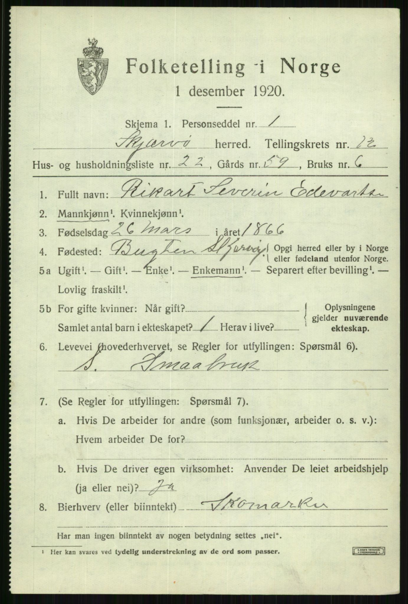 SATØ, 1920 census for Skjervøy, 1920, p. 6281