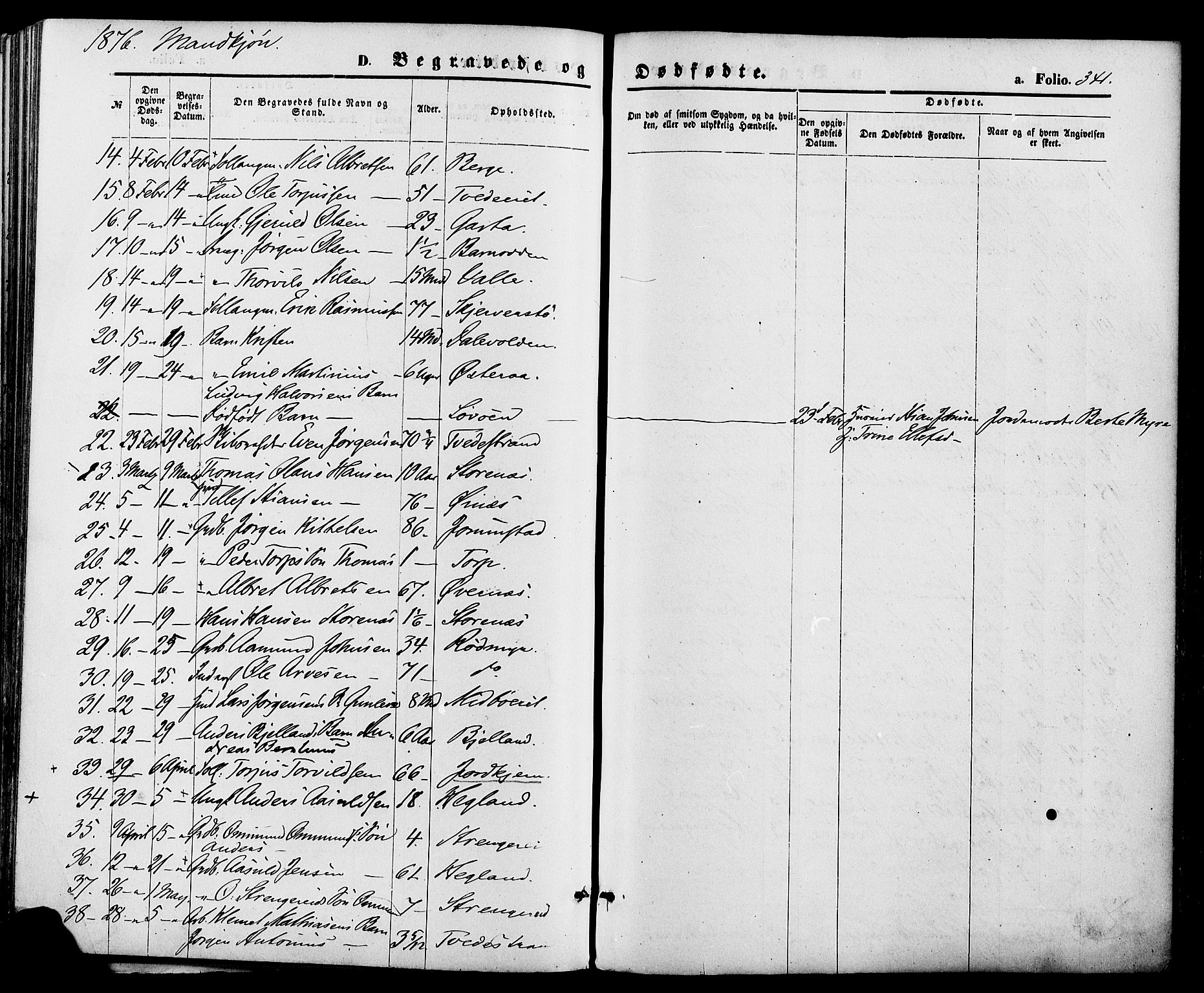 Holt sokneprestkontor, AV/SAK-1111-0021/F/Fa/L0010: Parish register (official) no. A 10, 1872-1885, p. 341