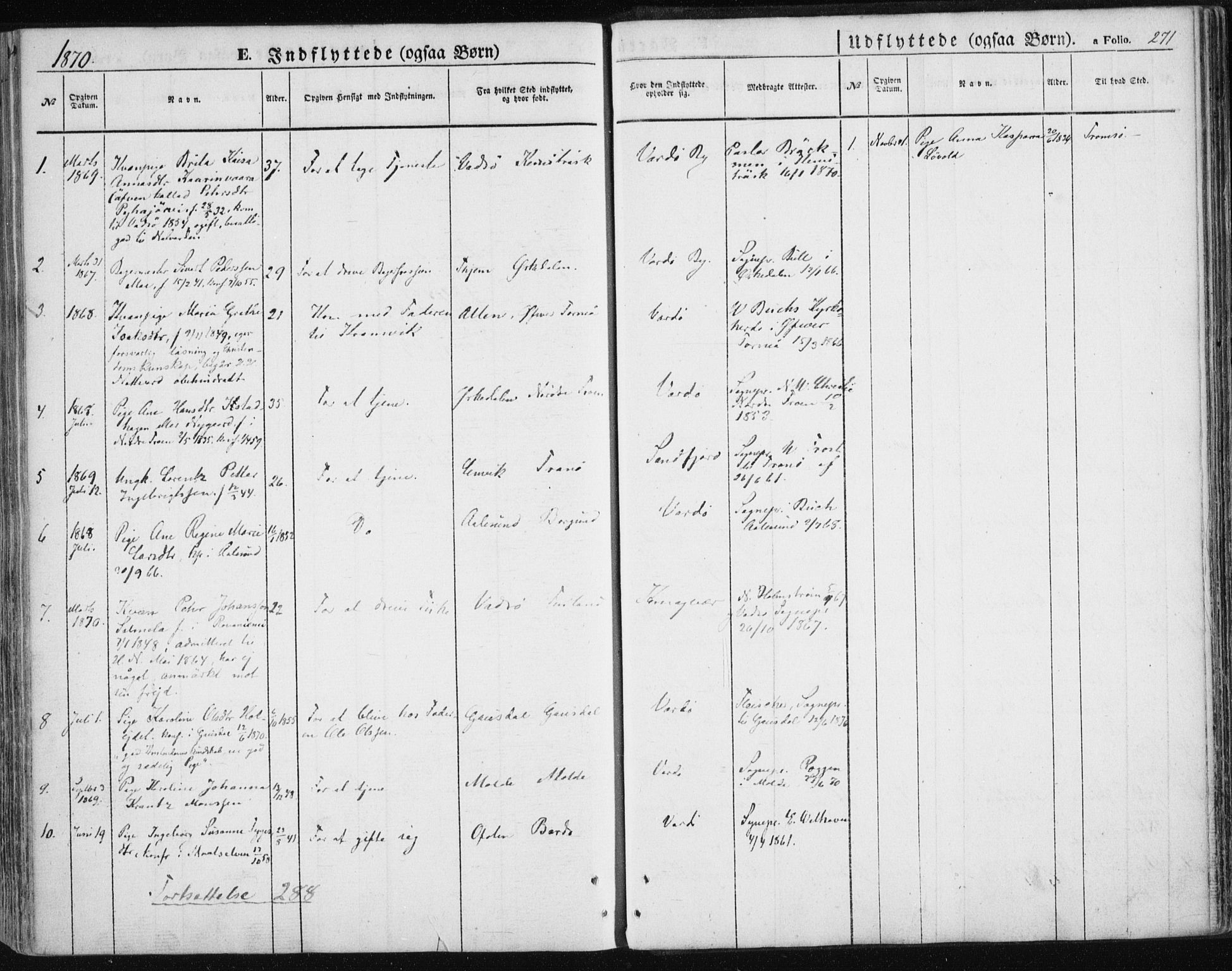 Vardø sokneprestkontor, SATØ/S-1332/H/Ha/L0004kirke: Parish register (official) no. 4, 1862-1871, p. 271