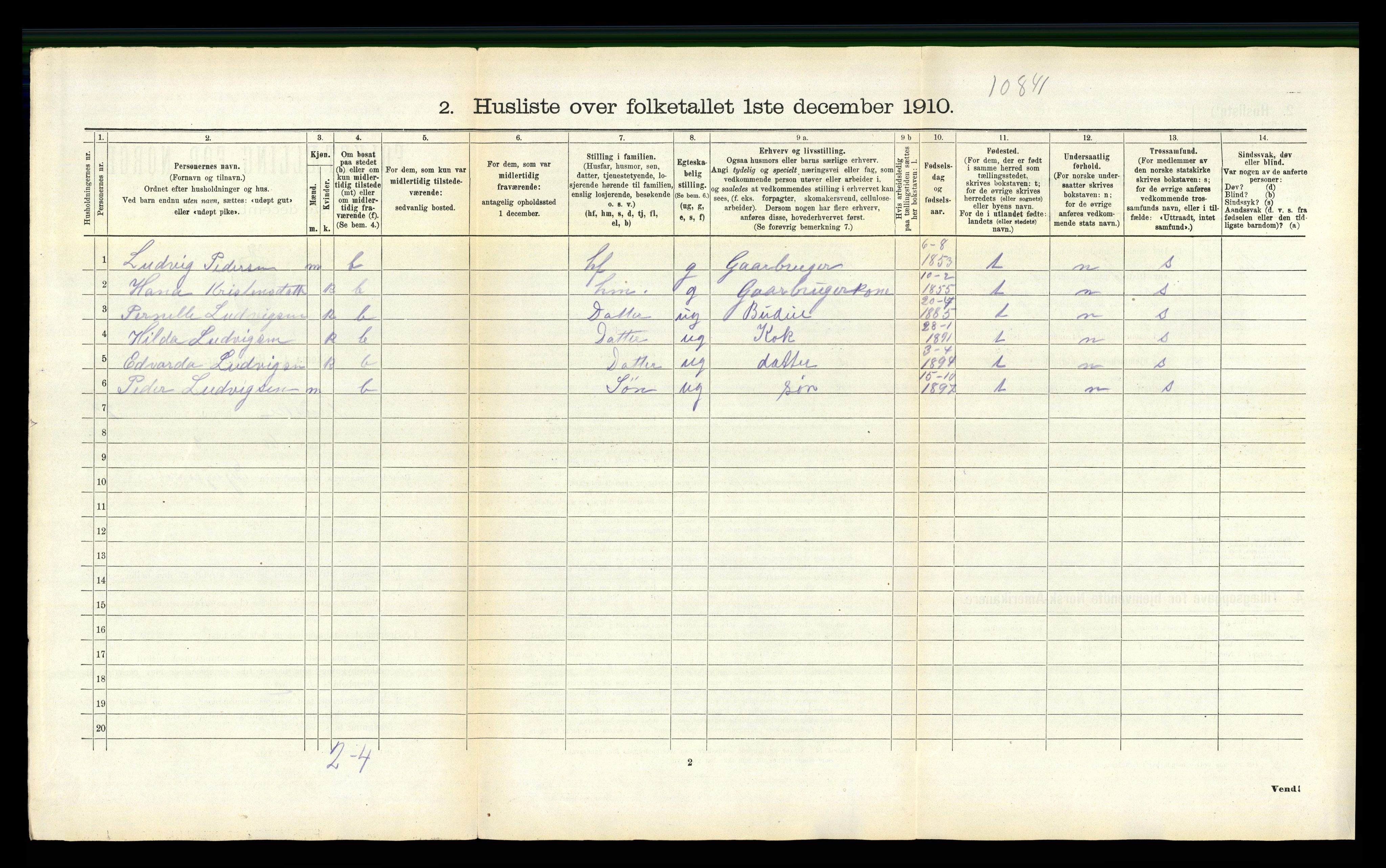 RA, 1910 census for Fauske, 1910, p. 1563