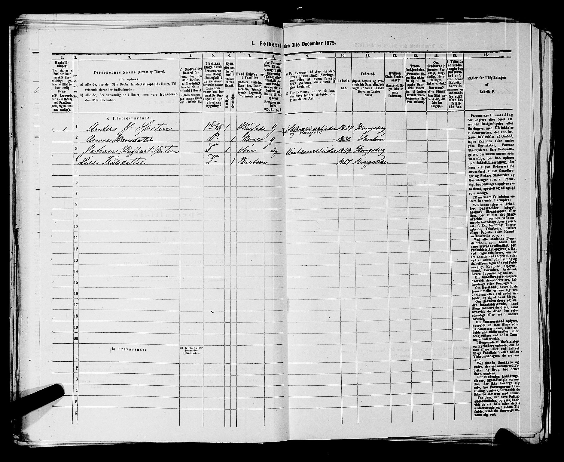 SAKO, 1875 census for 0604B Kongsberg/Kongsberg, 1875, p. 1339