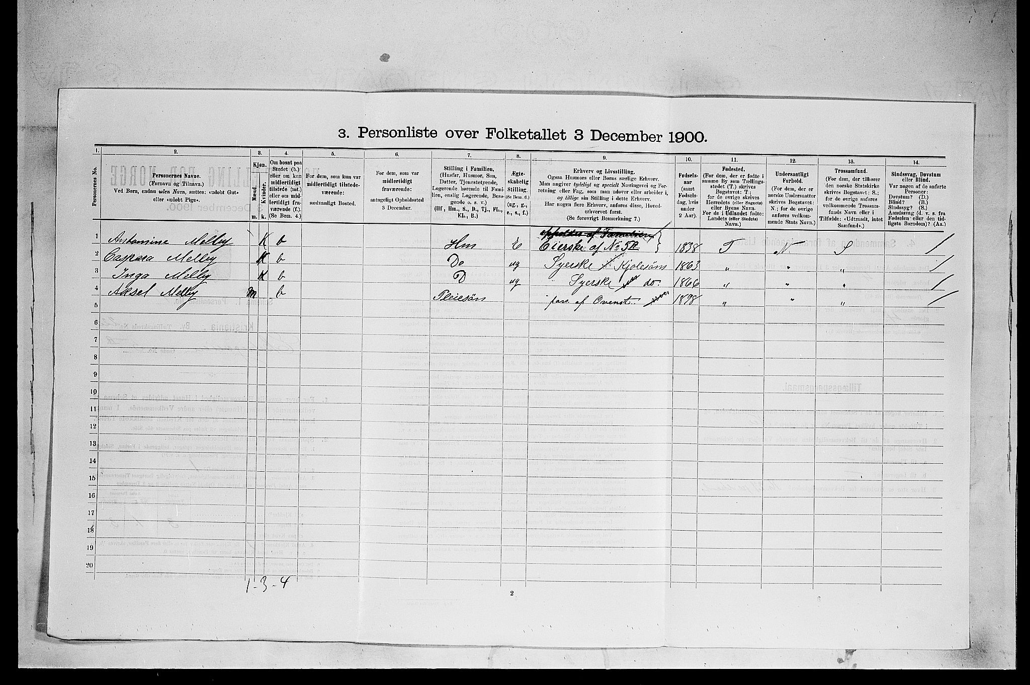 SAO, 1900 census for Kristiania, 1900, p. 18739