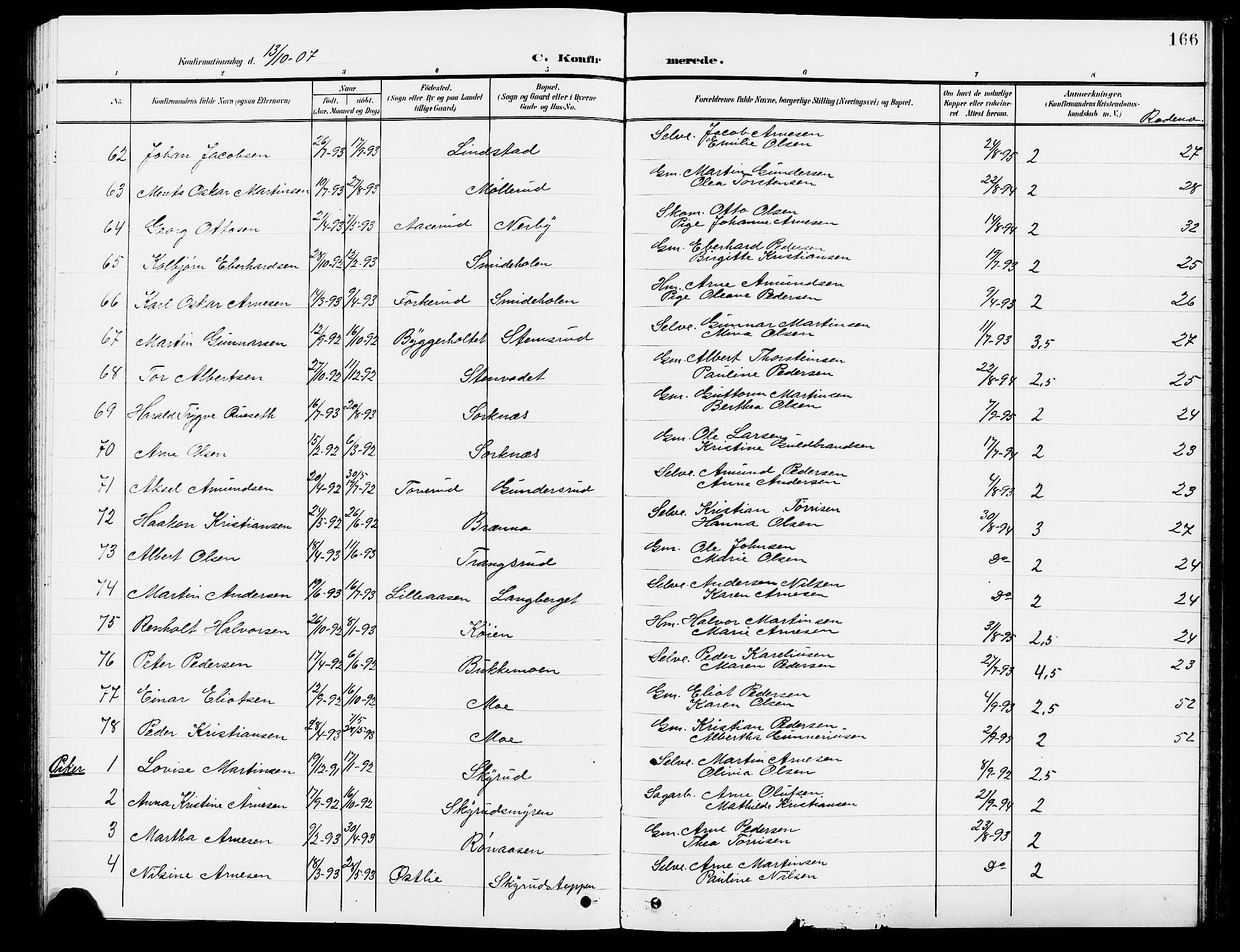 Grue prestekontor, AV/SAH-PREST-036/H/Ha/Hab/L0005: Parish register (copy) no. 5, 1900-1909, p. 166