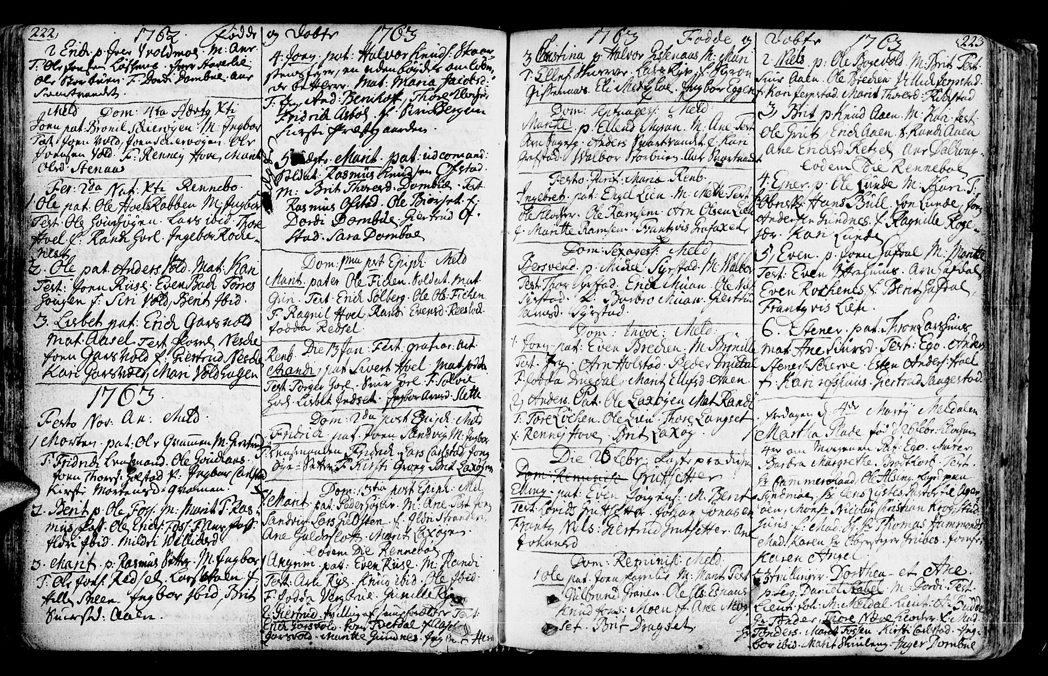 Ministerialprotokoller, klokkerbøker og fødselsregistre - Sør-Trøndelag, AV/SAT-A-1456/672/L0851: Parish register (official) no. 672A04, 1751-1775, p. 222-223