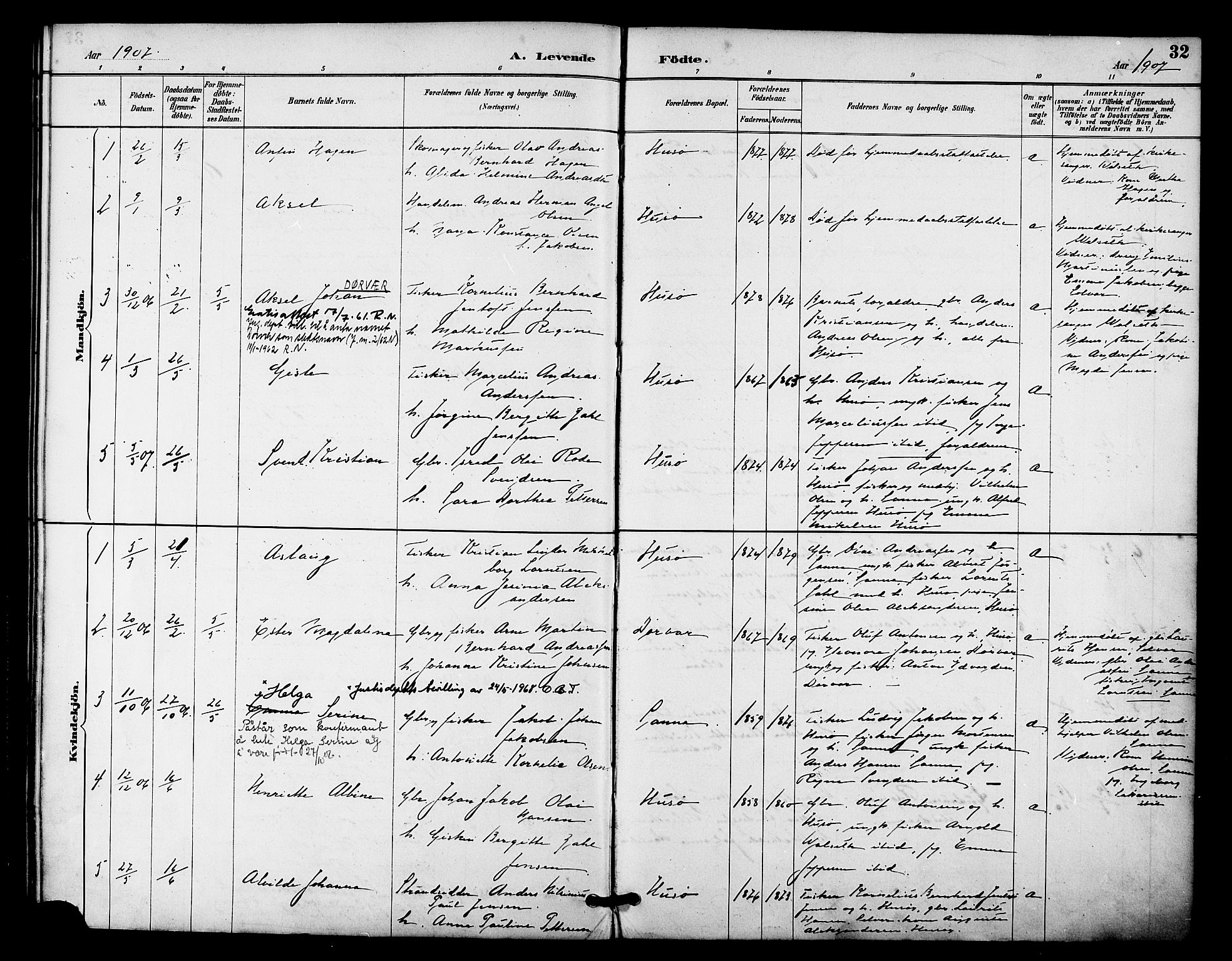 Ministerialprotokoller, klokkerbøker og fødselsregistre - Nordland, AV/SAT-A-1459/840/L0580: Parish register (official) no. 840A02, 1887-1909, p. 32