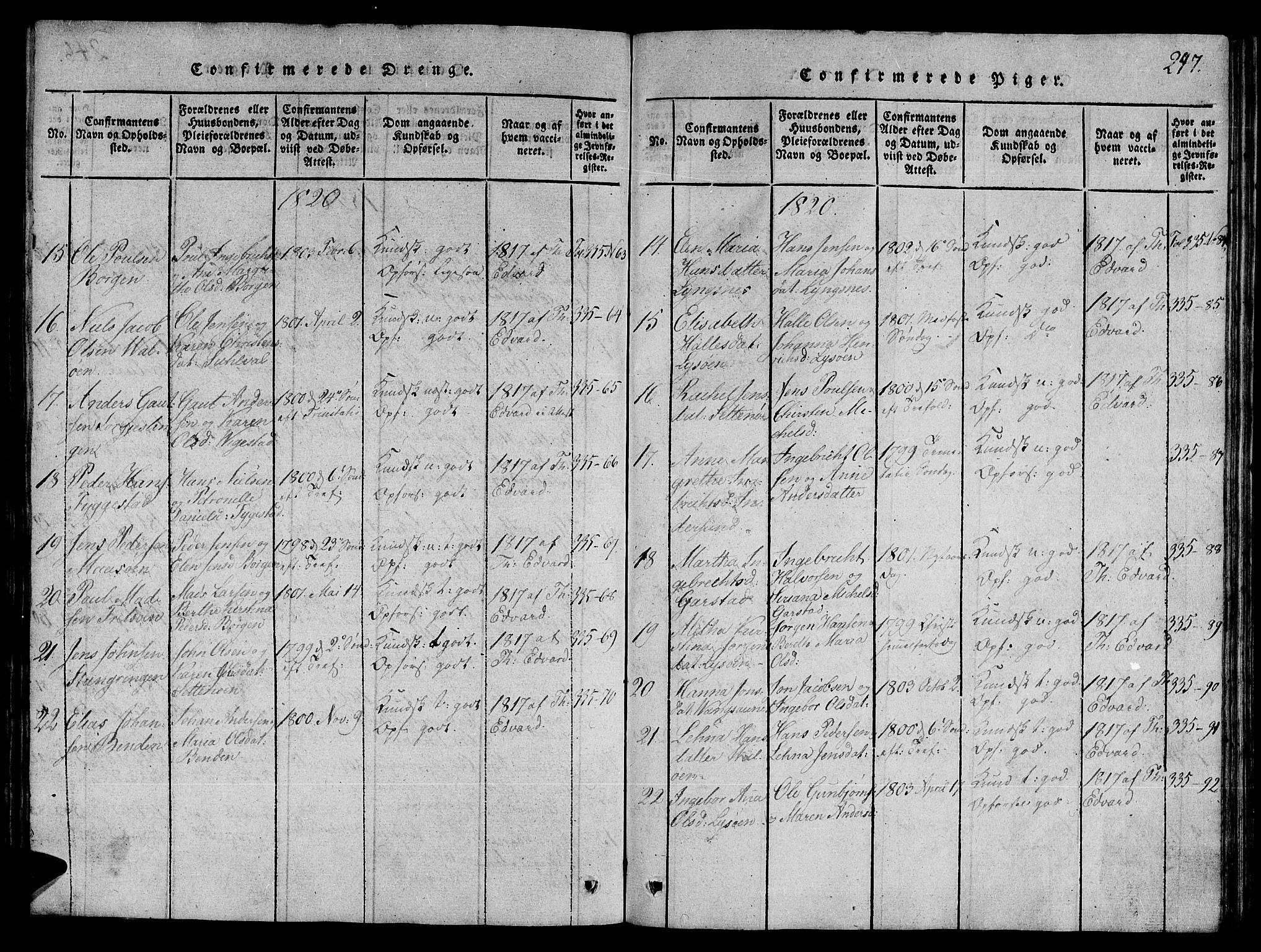 Ministerialprotokoller, klokkerbøker og fødselsregistre - Nord-Trøndelag, SAT/A-1458/784/L0667: Parish register (official) no. 784A03 /1, 1816-1829, p. 247