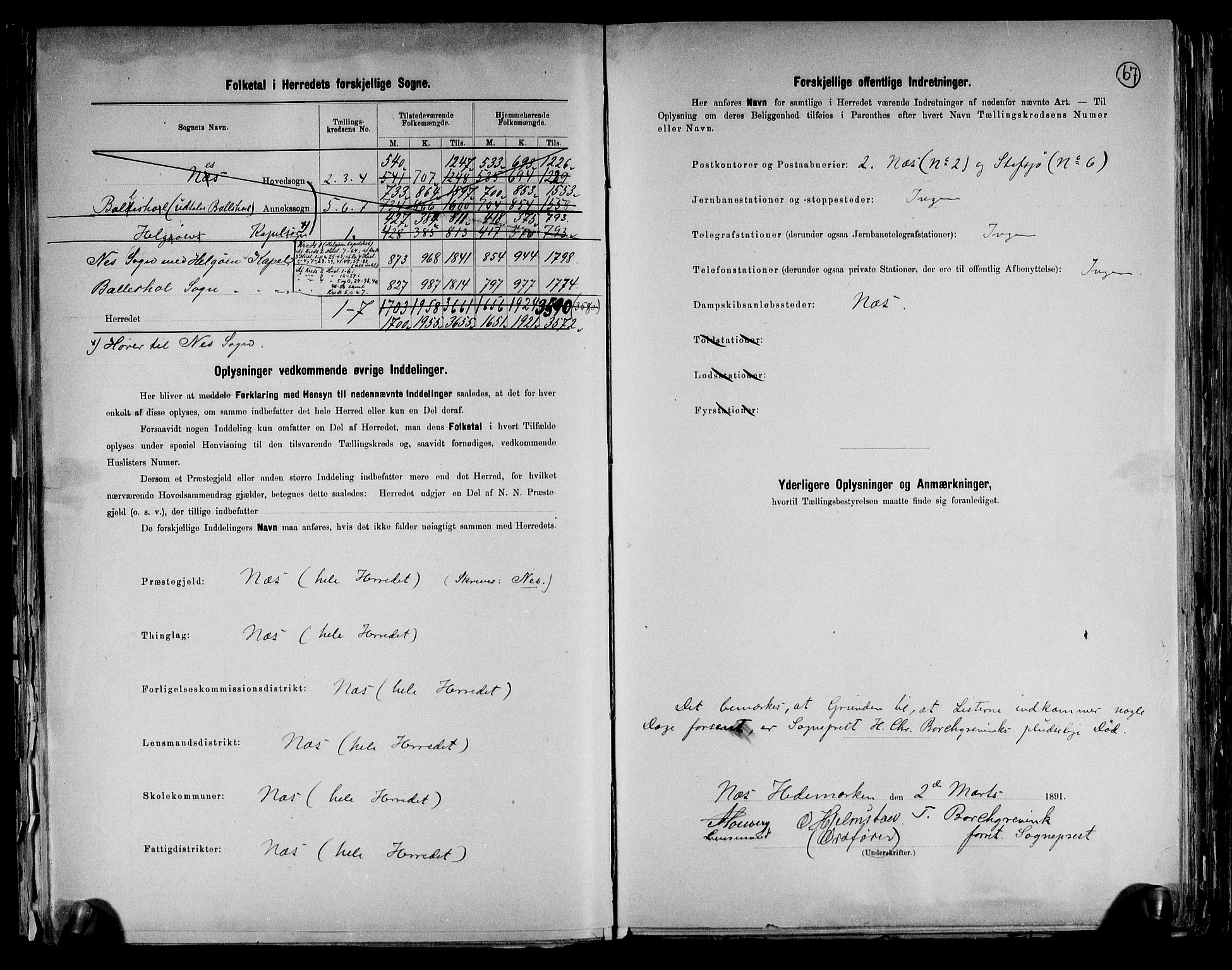 RA, 1891 census for 0411 Nes, 1891, p. 3