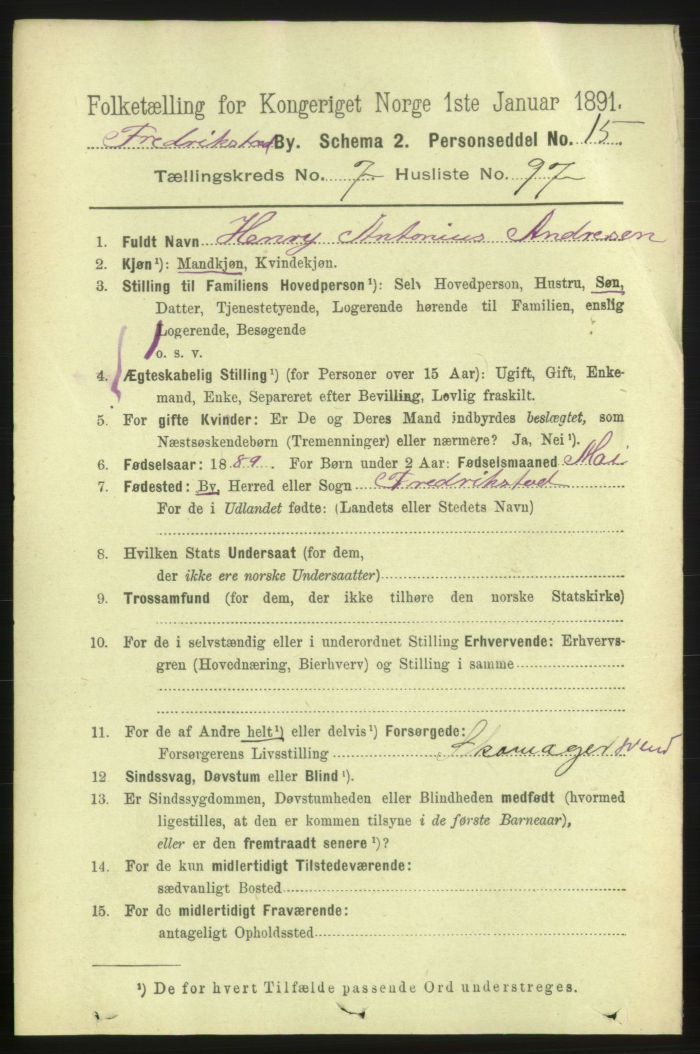 RA, 1891 census for 0103 Fredrikstad, 1891, p. 9757