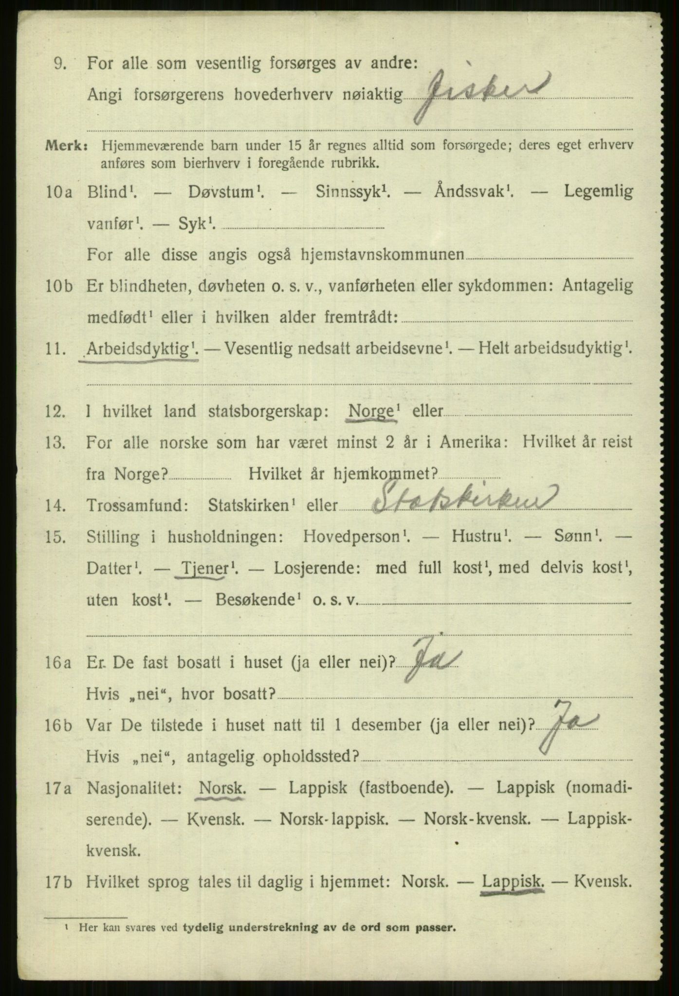 SATØ, 1920 census for Lyngen, 1920, p. 9058