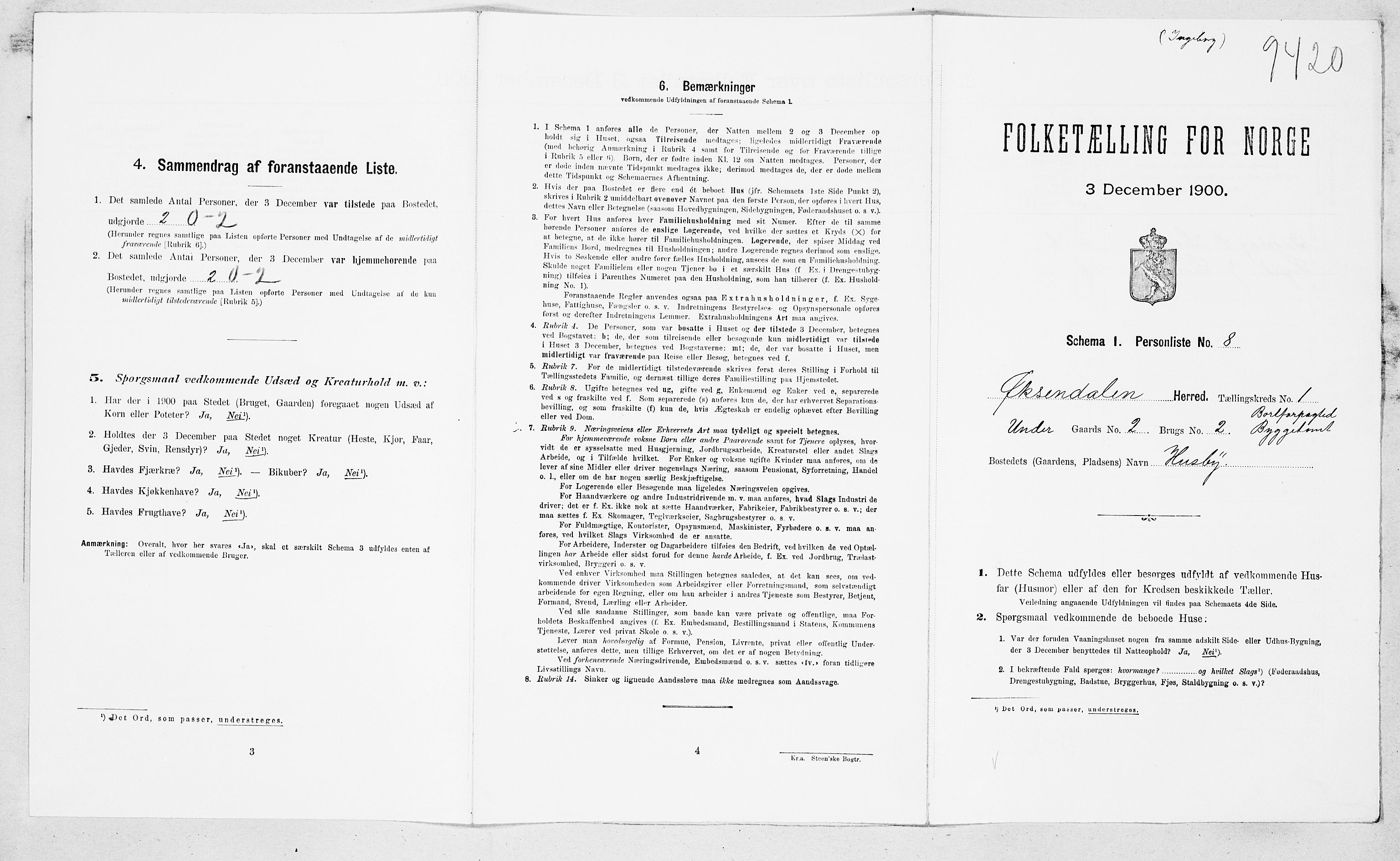 SAT, 1900 census for Øksendal, 1900, p. 46