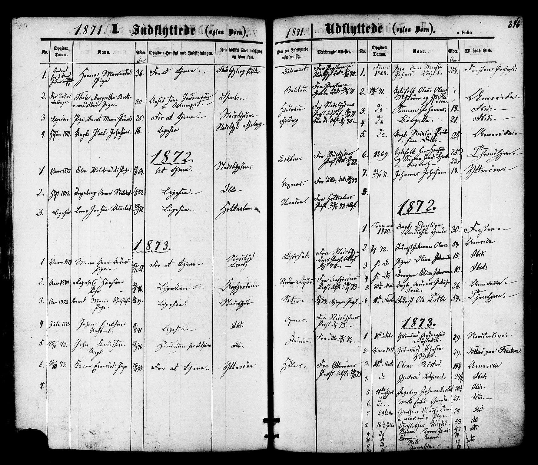 Ministerialprotokoller, klokkerbøker og fødselsregistre - Nord-Trøndelag, SAT/A-1458/701/L0009: Parish register (official) no. 701A09 /1, 1864-1882, p. 346