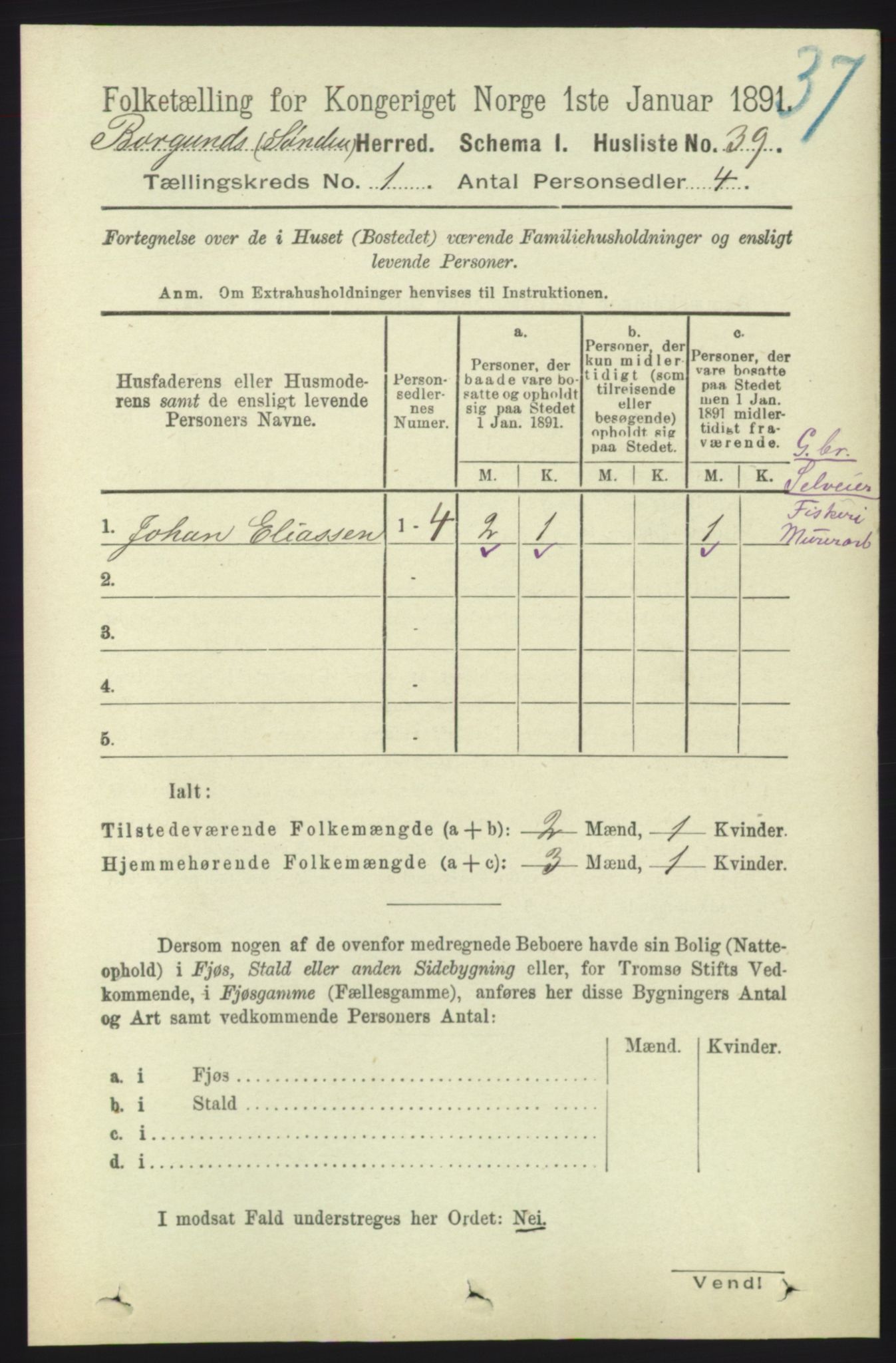 RA, 1891 census for 1531 Borgund, 1891, p. 99