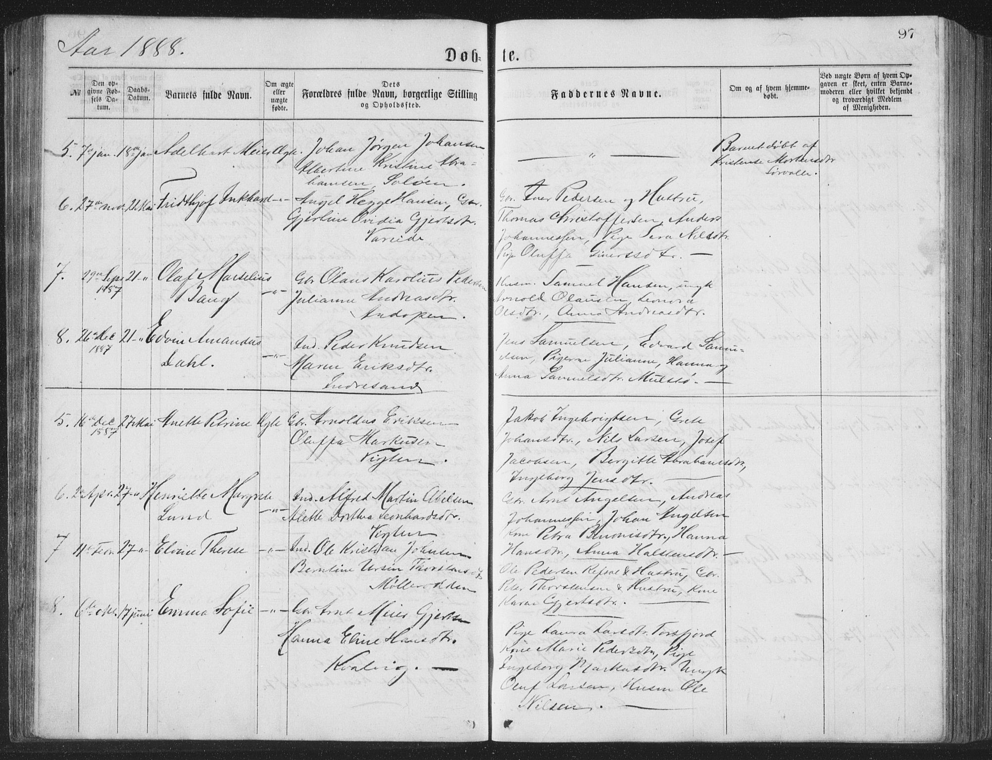 Ministerialprotokoller, klokkerbøker og fødselsregistre - Nordland, AV/SAT-A-1459/885/L1213: Parish register (copy) no. 885C02, 1874-1892, p. 97