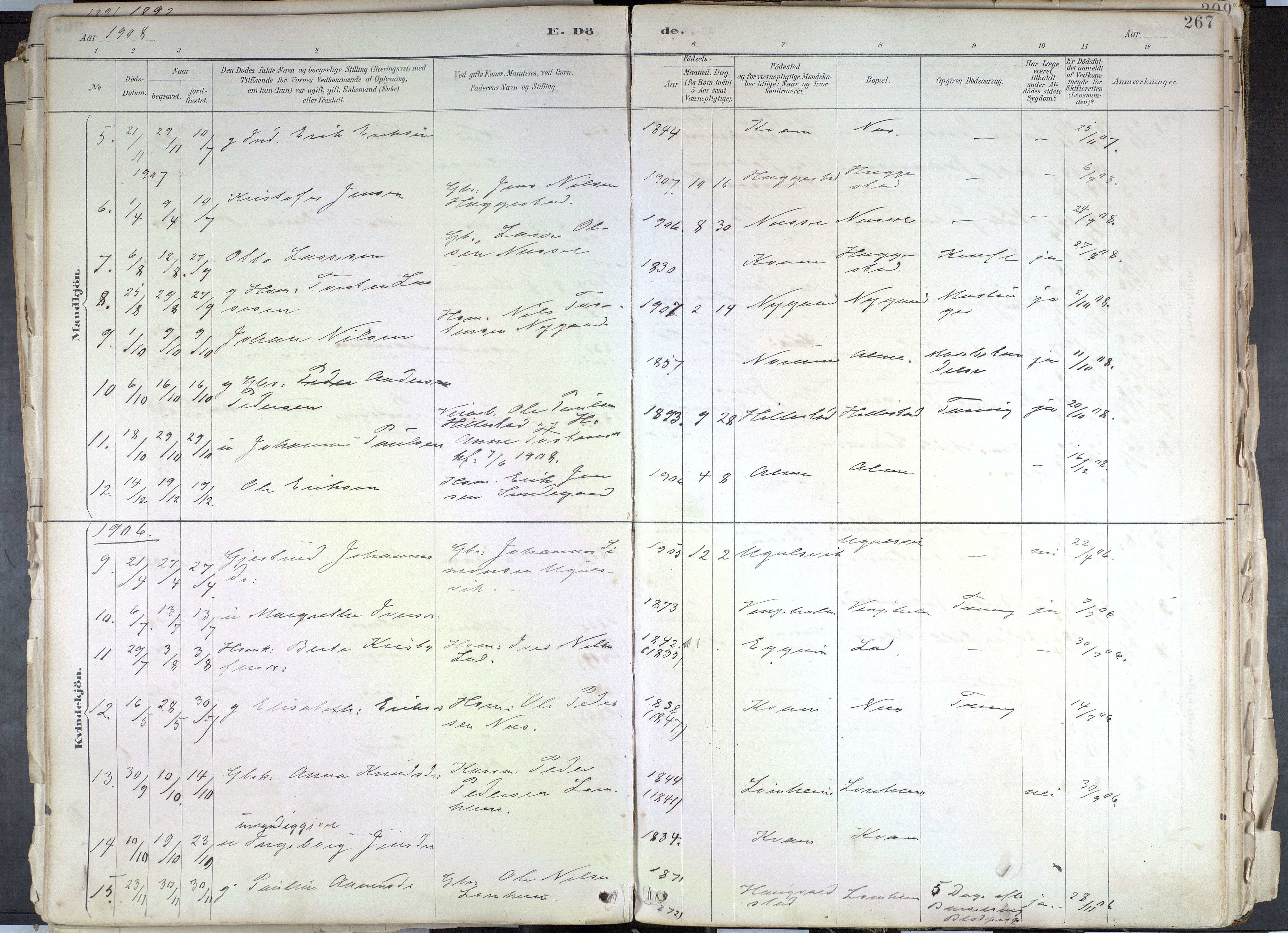 Hafslo sokneprestembete, SAB/A-80301/H/Haa/Haab/L0001: Parish register (official) no. B 1, 1886-1945, p. 267