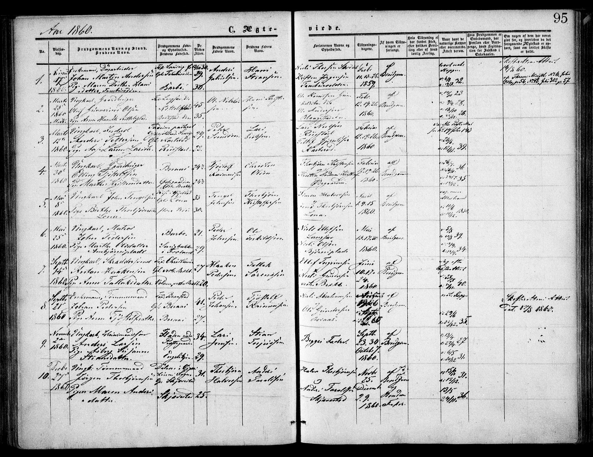 Austre Moland sokneprestkontor, AV/SAK-1111-0001/F/Fa/Faa/L0008: Parish register (official) no. A 8, 1858-1868, p. 95