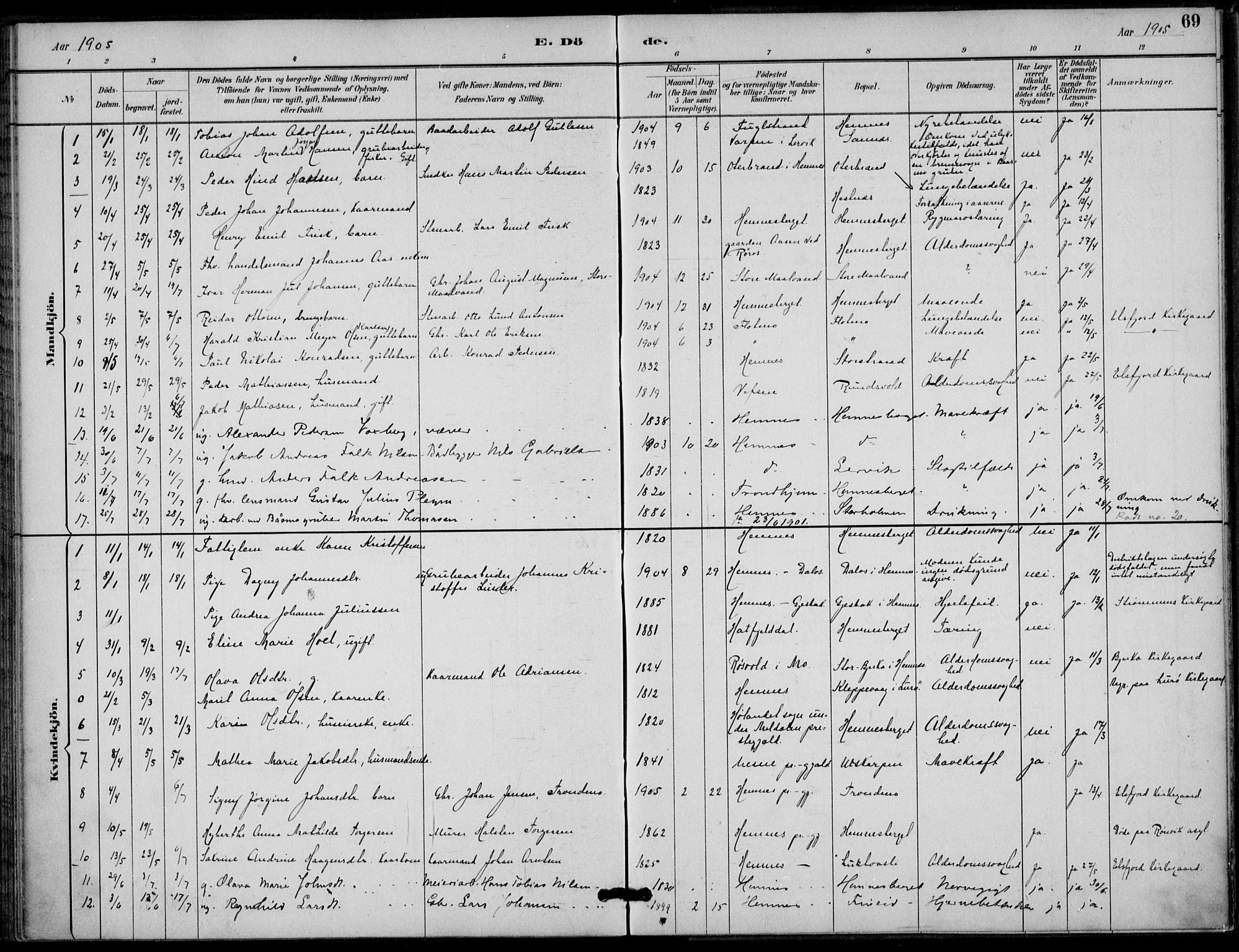 Ministerialprotokoller, klokkerbøker og fødselsregistre - Nordland, AV/SAT-A-1459/825/L0363: Parish register (official) no. 825A17, 1890-1909, p. 69