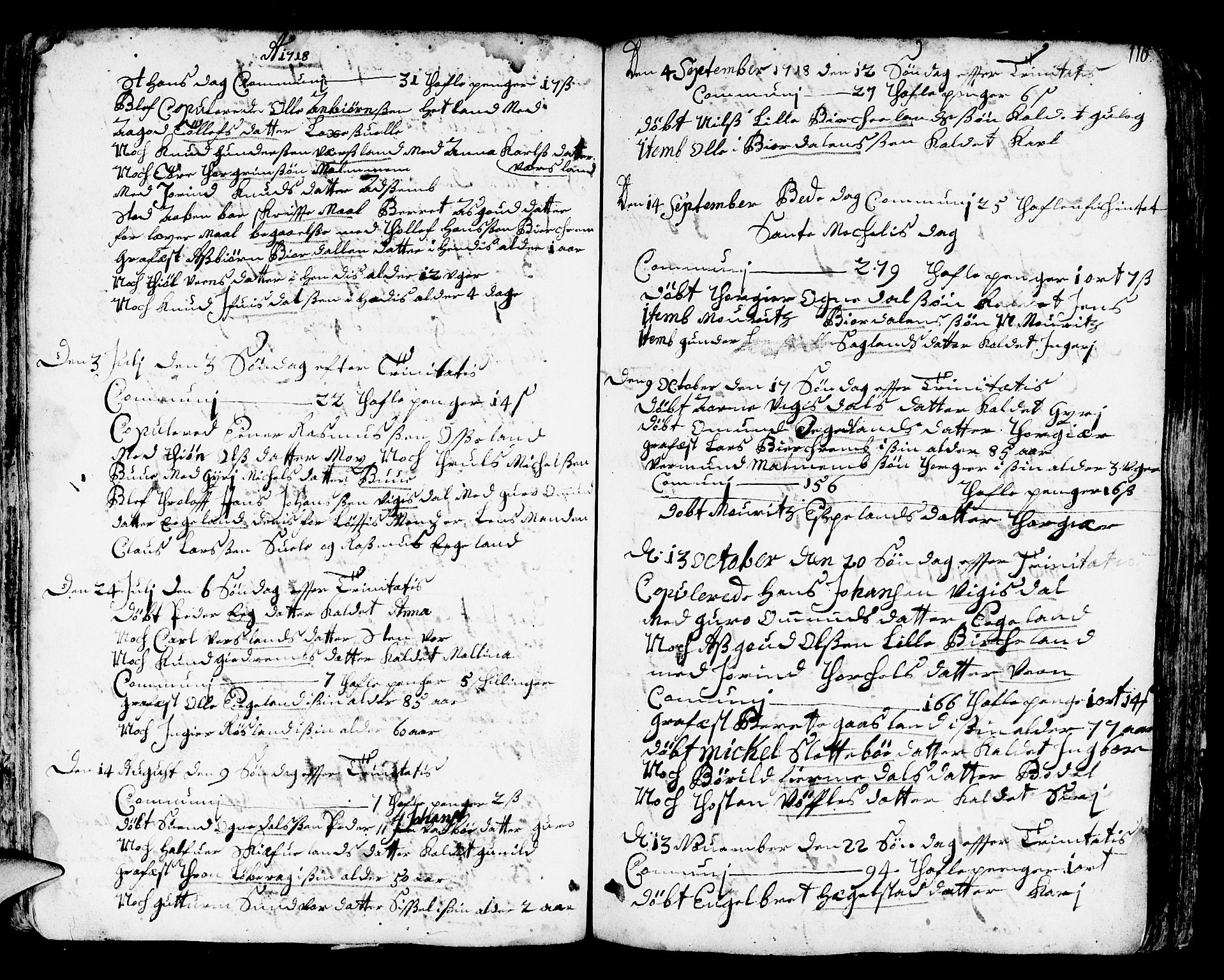 Helleland sokneprestkontor, AV/SAST-A-101810: Parish register (official) no. A 1 /2, 1713-1761, p. 116