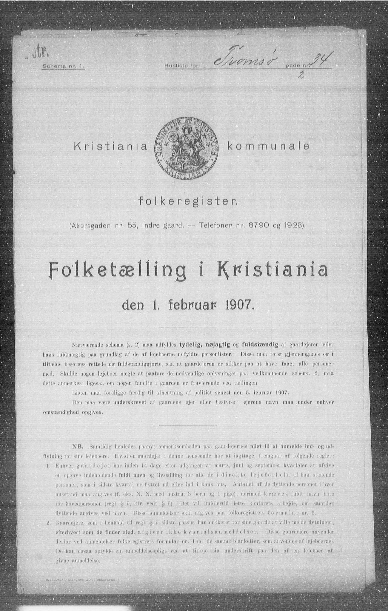 OBA, Municipal Census 1907 for Kristiania, 1907, p. 58988