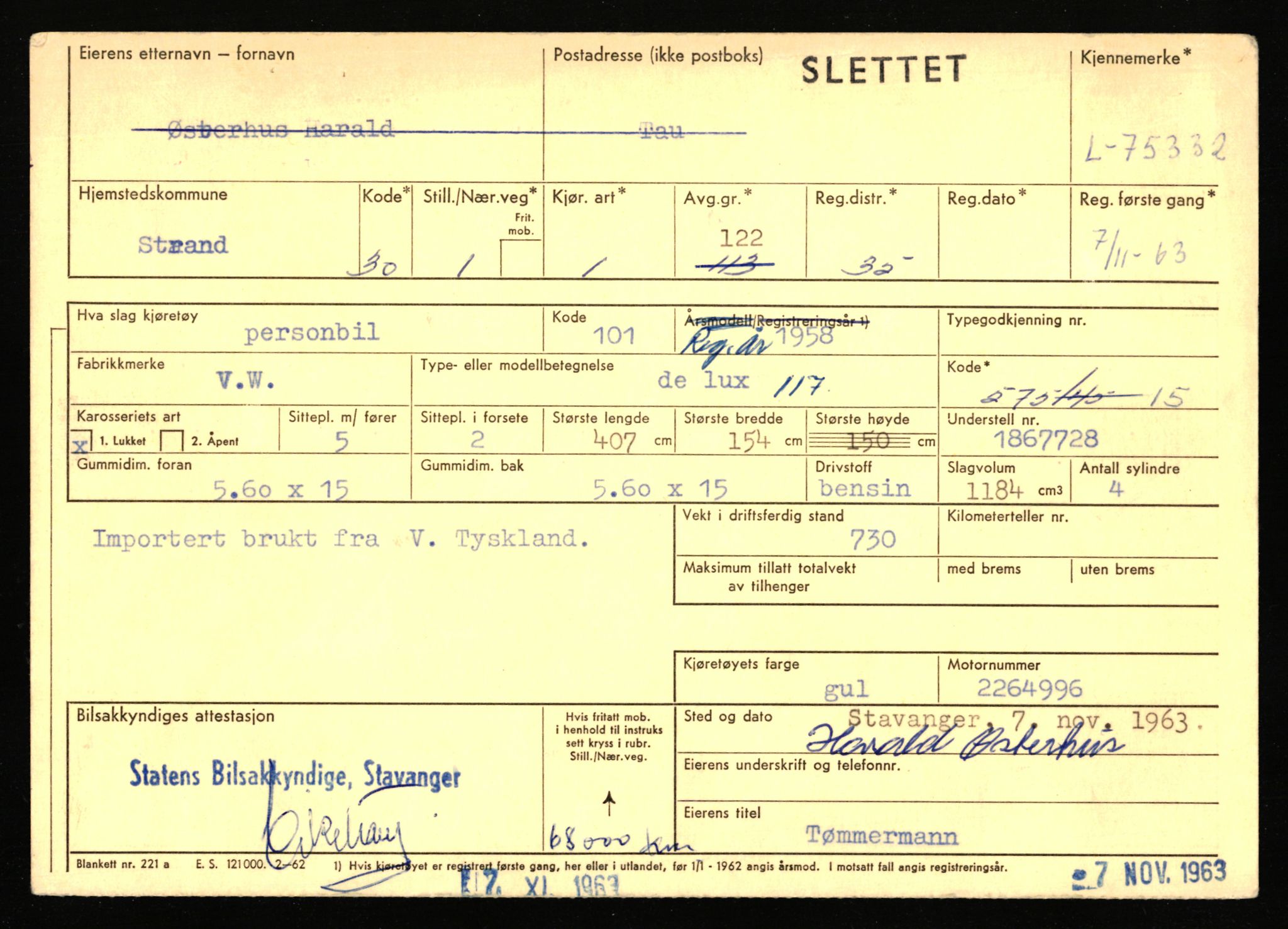 Stavanger trafikkstasjon, AV/SAST-A-101942/0/F/L0068: L-75000 - L-76799, 1930-1971, p. 429