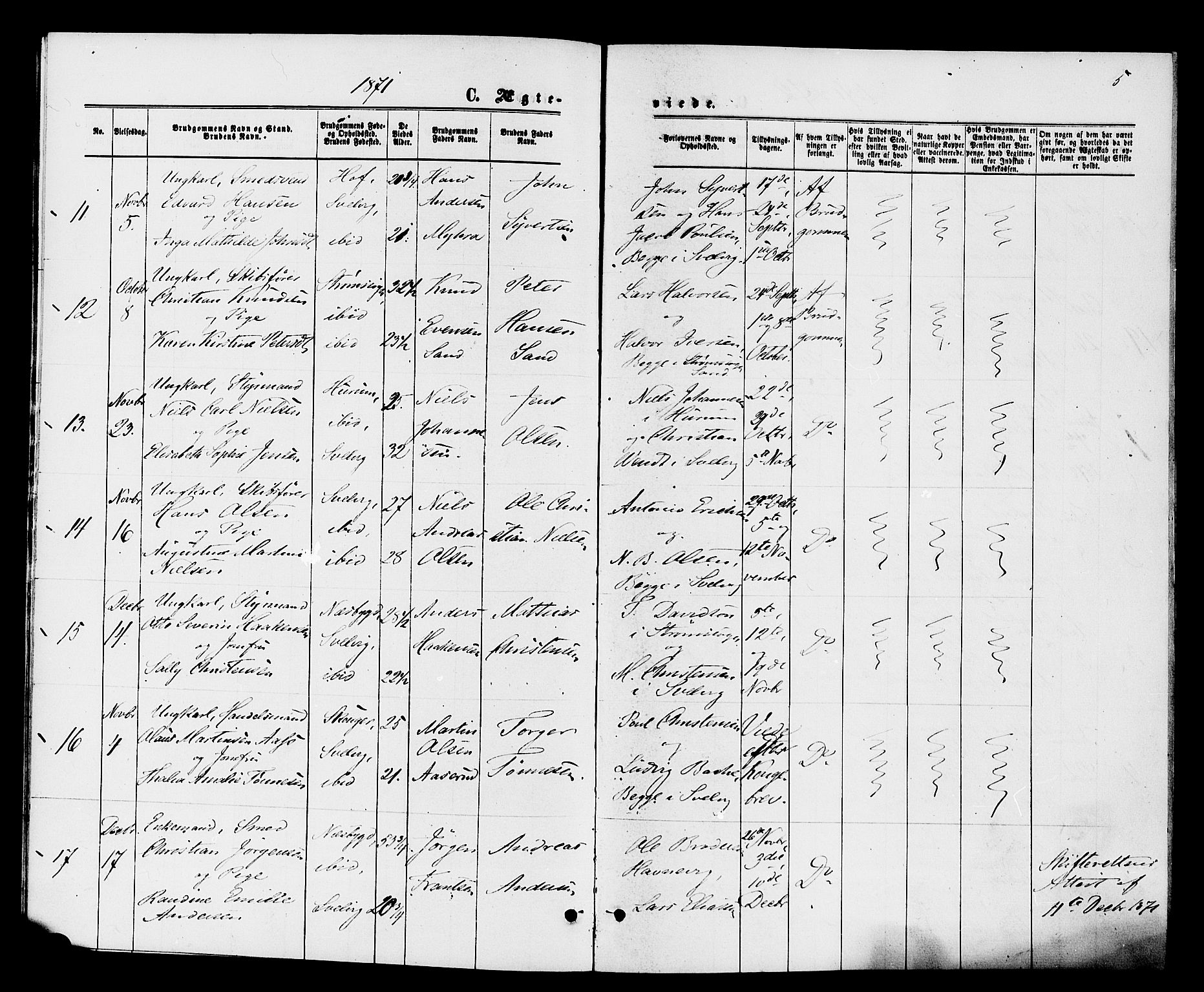 Strømm kirkebøker, AV/SAKO-A-322/F/Fa/L0003: Parish register (official) no. I 3, 1870-1877, p. 5