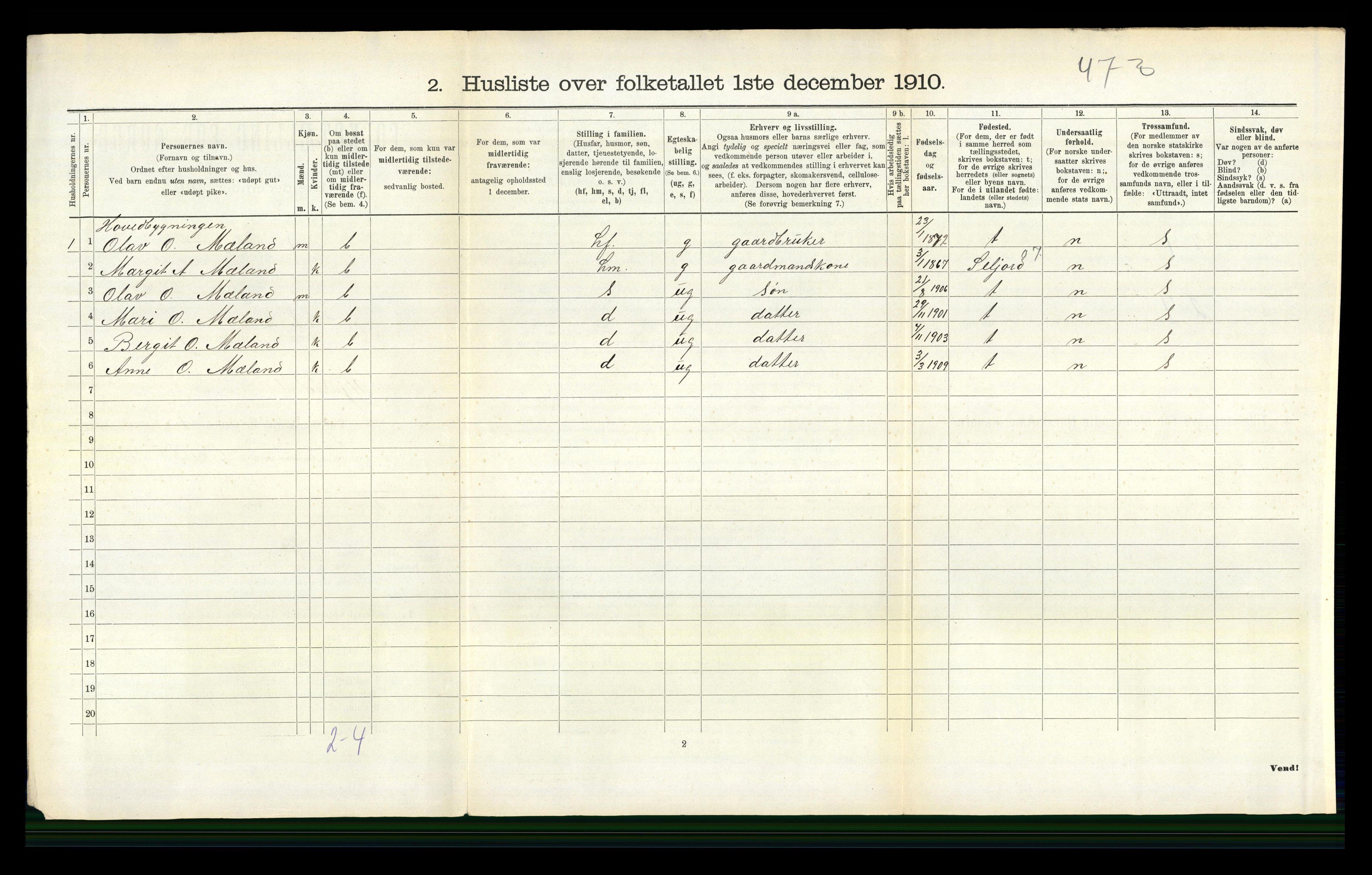 RA, 1910 census for Hjartdal, 1910, p. 209