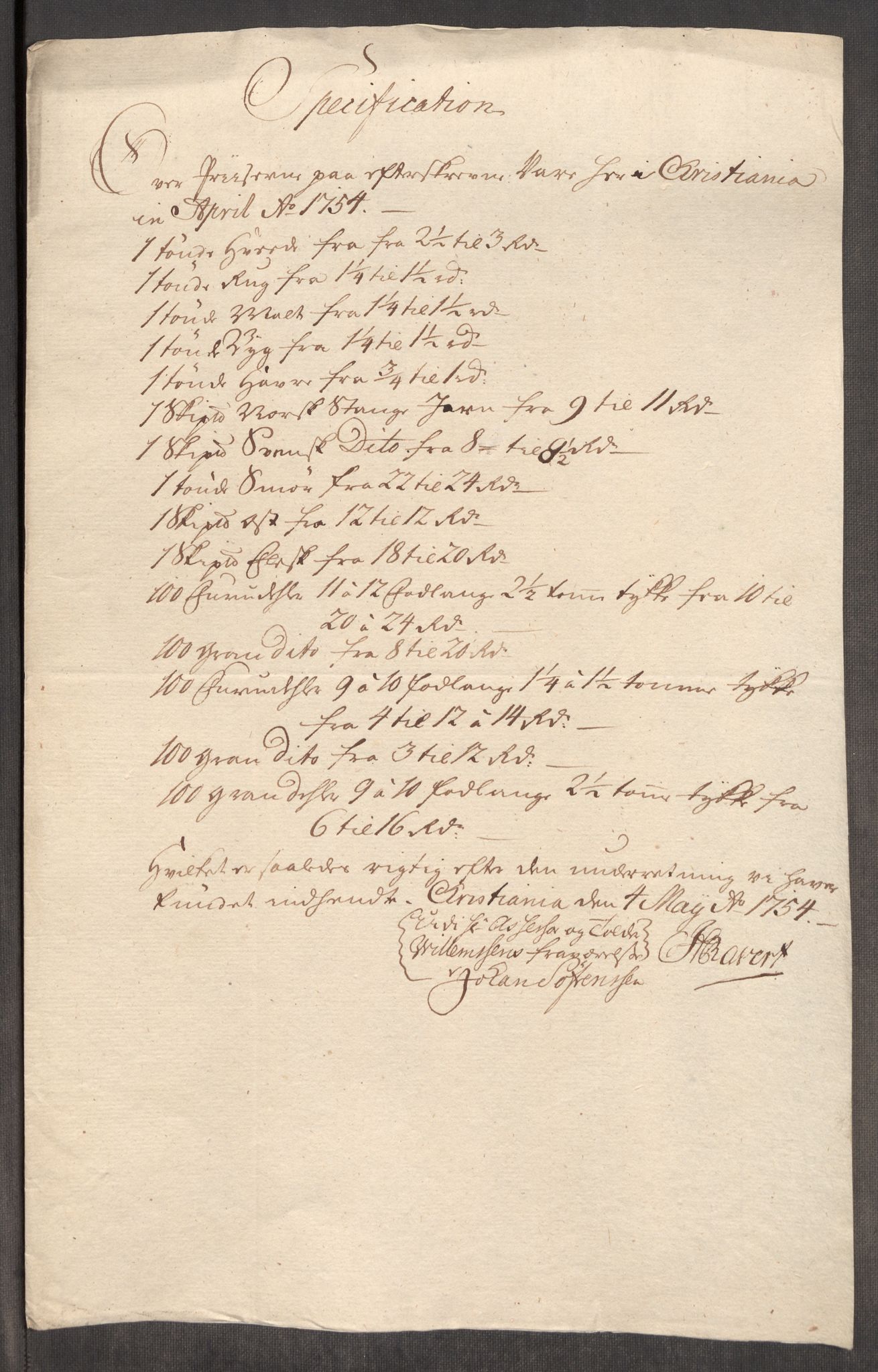 Rentekammeret inntil 1814, Realistisk ordnet avdeling, AV/RA-EA-4070/Oe/L0005: [Ø1]: Priskuranter, 1753-1757, p. 206