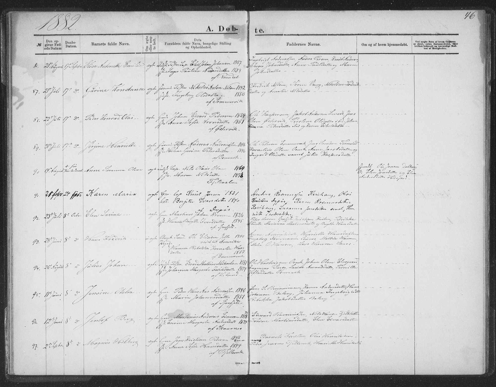 Ministerialprotokoller, klokkerbøker og fødselsregistre - Nordland, SAT/A-1459/863/L0913: Parish register (copy) no. 863C03, 1877-1885, p. 46
