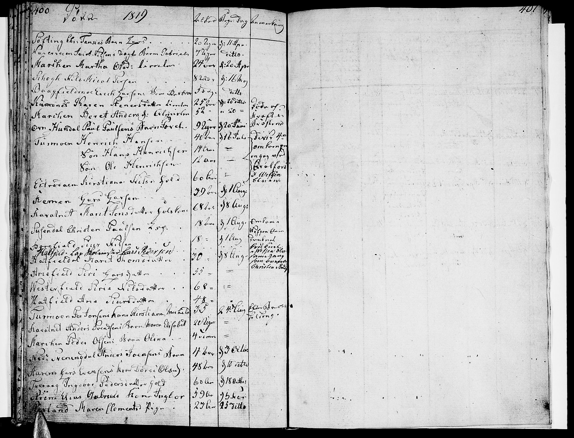 Ministerialprotokoller, klokkerbøker og fødselsregistre - Nordland, SAT/A-1459/820/L0287: Parish register (official) no. 820A08, 1800-1819, p. 400-401