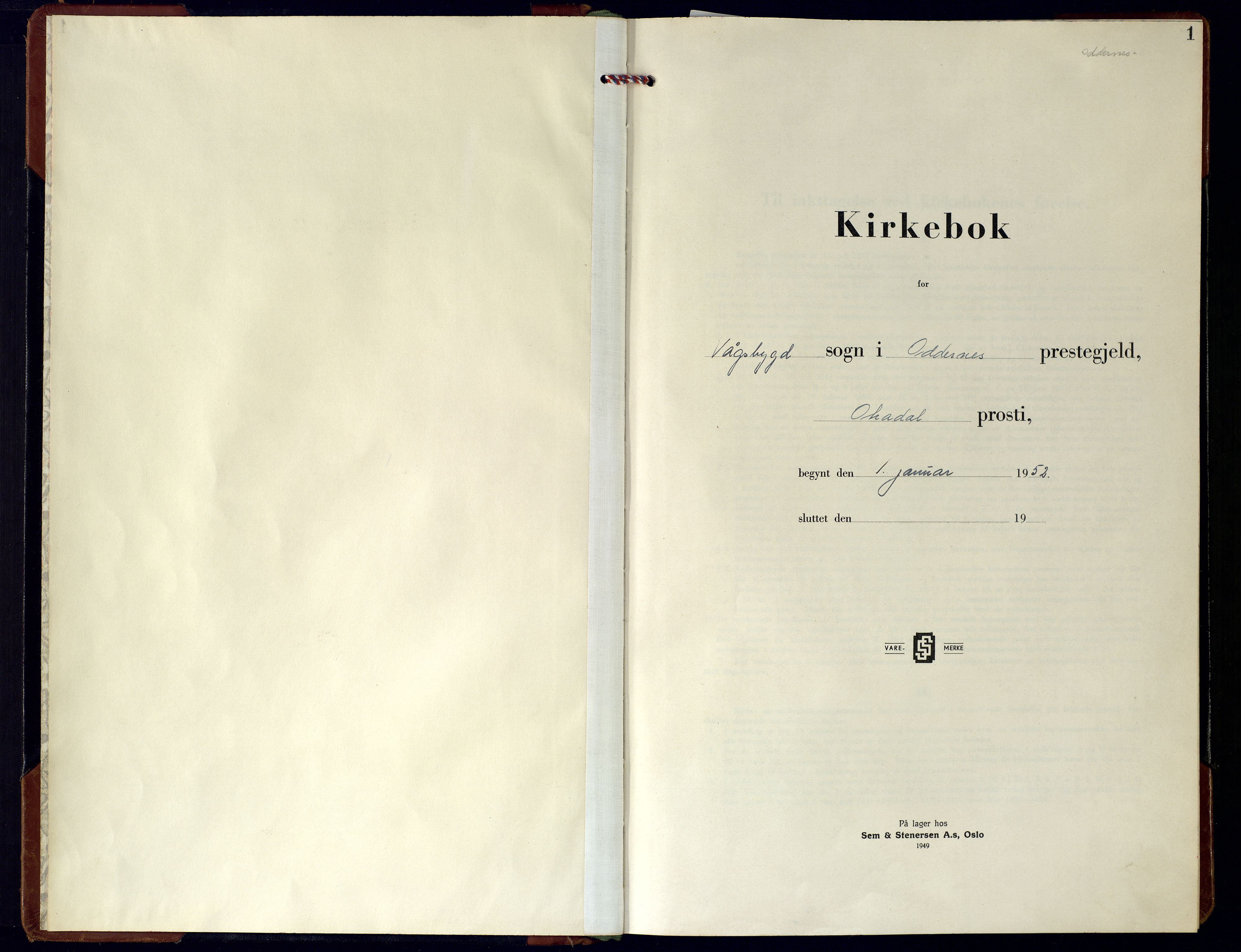 Vågsbygd sokneprestkontor, AV/SAK-1111-0048/F/Fb/L0001: Parish register (copy) no. B-1, 1952-1967, p. 1