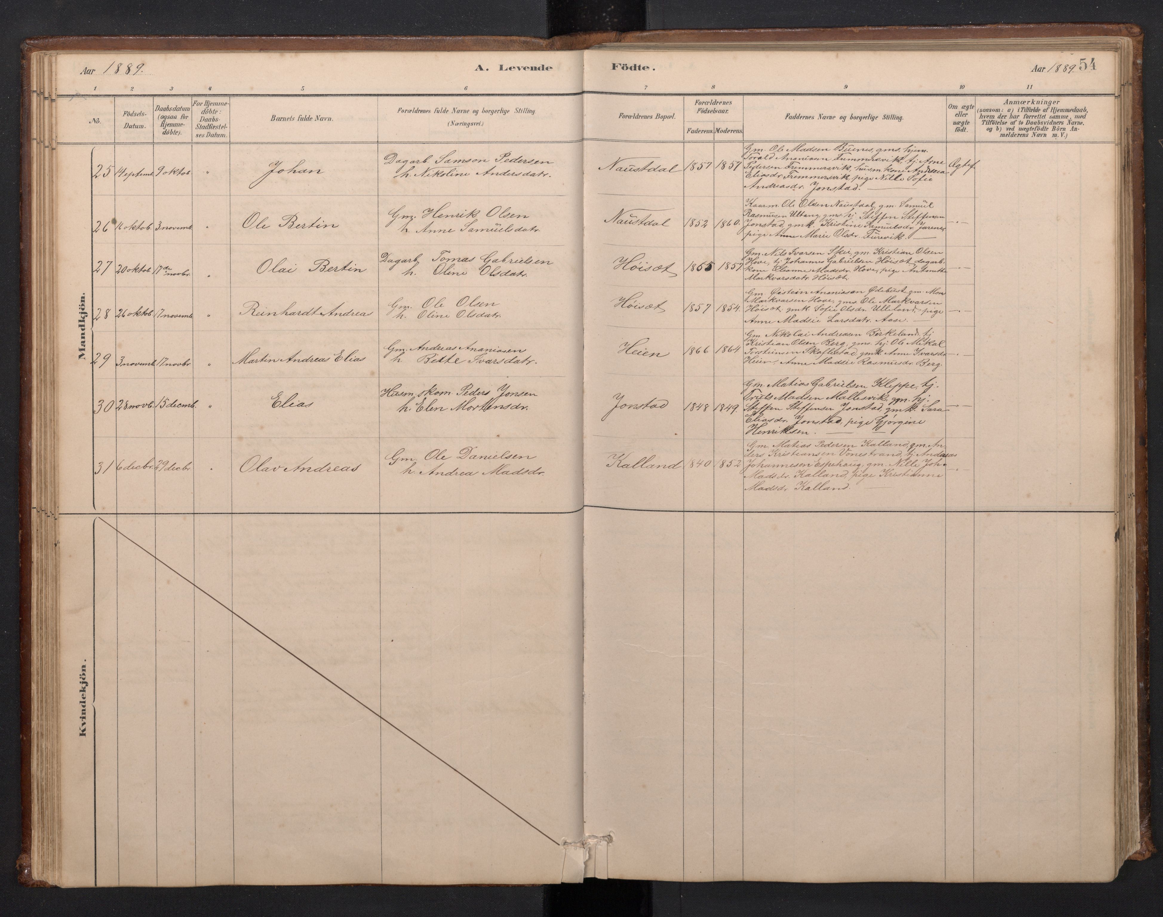 Førde sokneprestembete, SAB/A-79901/H/Hab/Habd/L0003: Parish register (copy) no. D 3, 1881-1897, p. 53b-54a