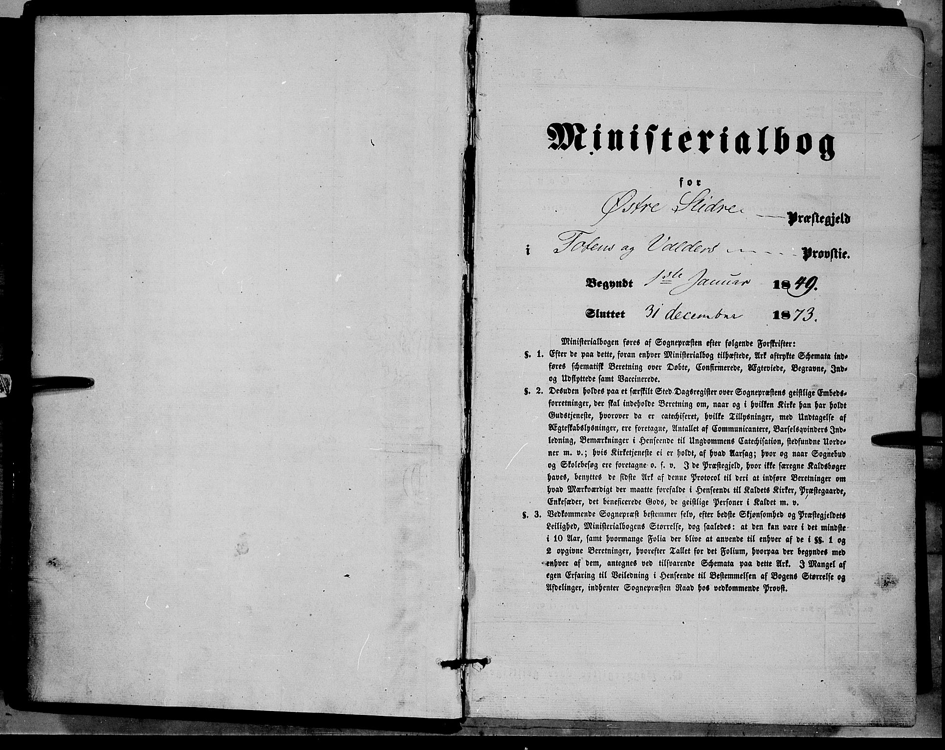 Øystre Slidre prestekontor, SAH/PREST-138/H/Ha/Haa/L0001: Parish register (official) no. 1, 1849-1874