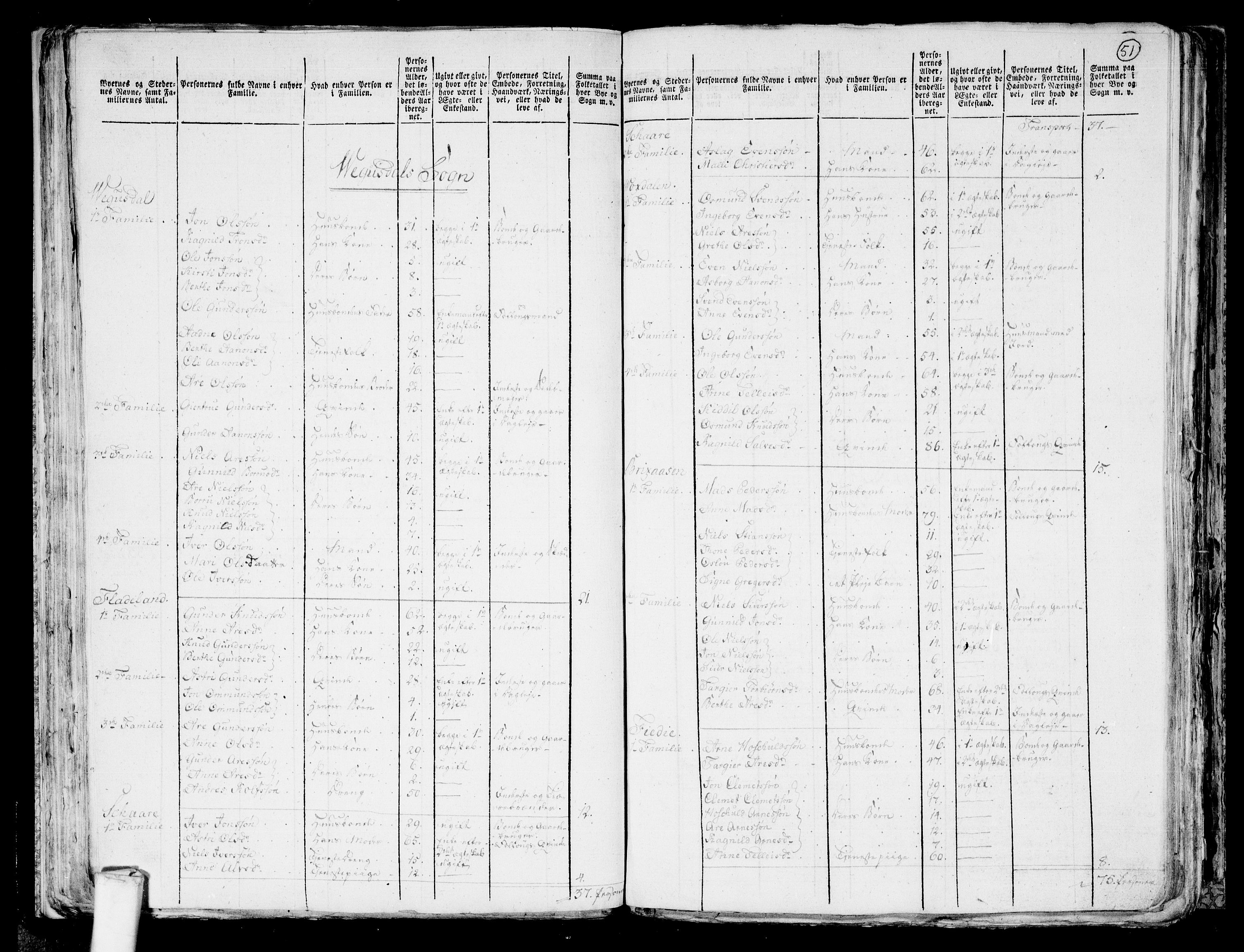 RA, 1801 census for 0934P Evje, 1801, p. 50b-51a