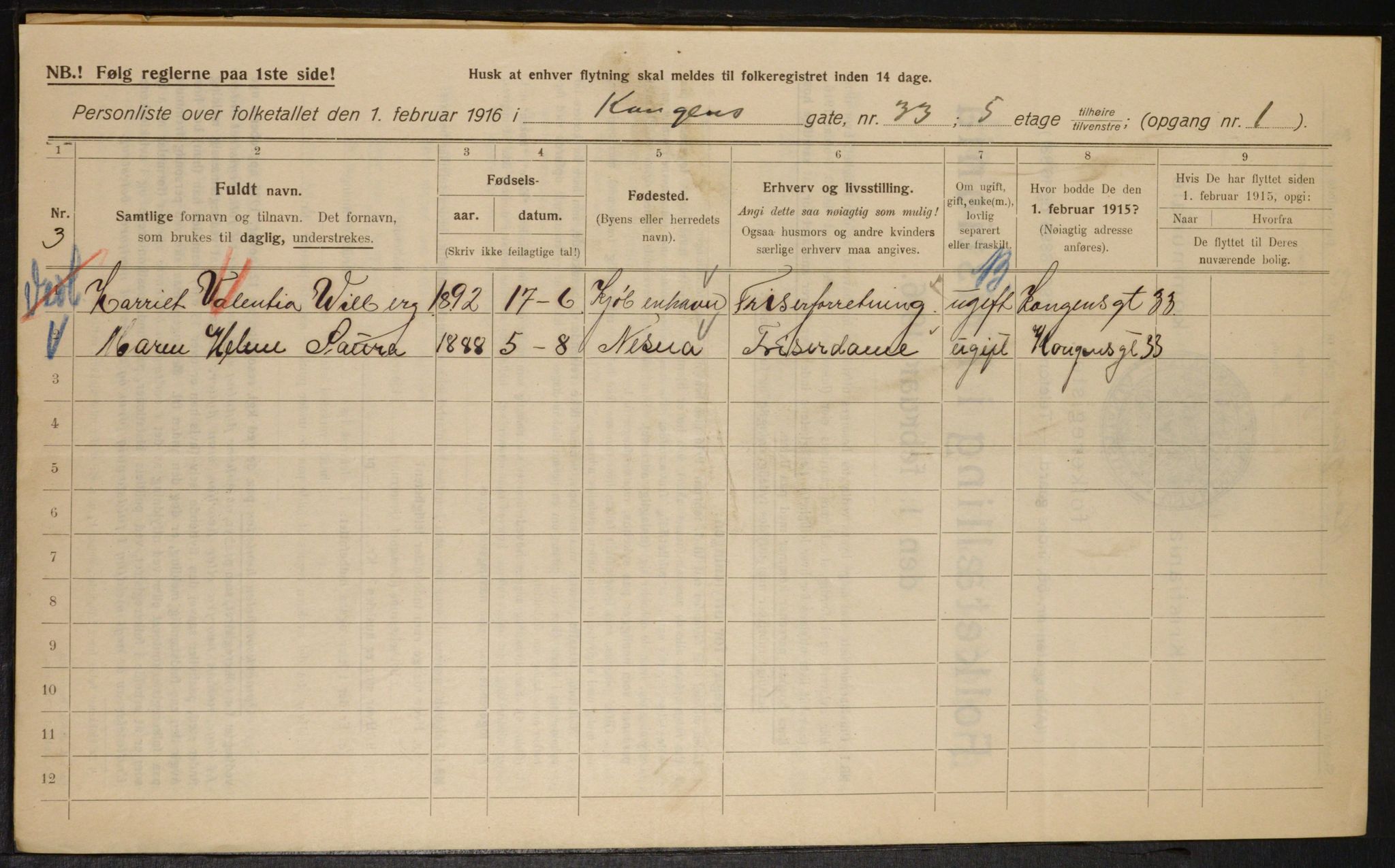 OBA, Municipal Census 1916 for Kristiania, 1916, p. 53755