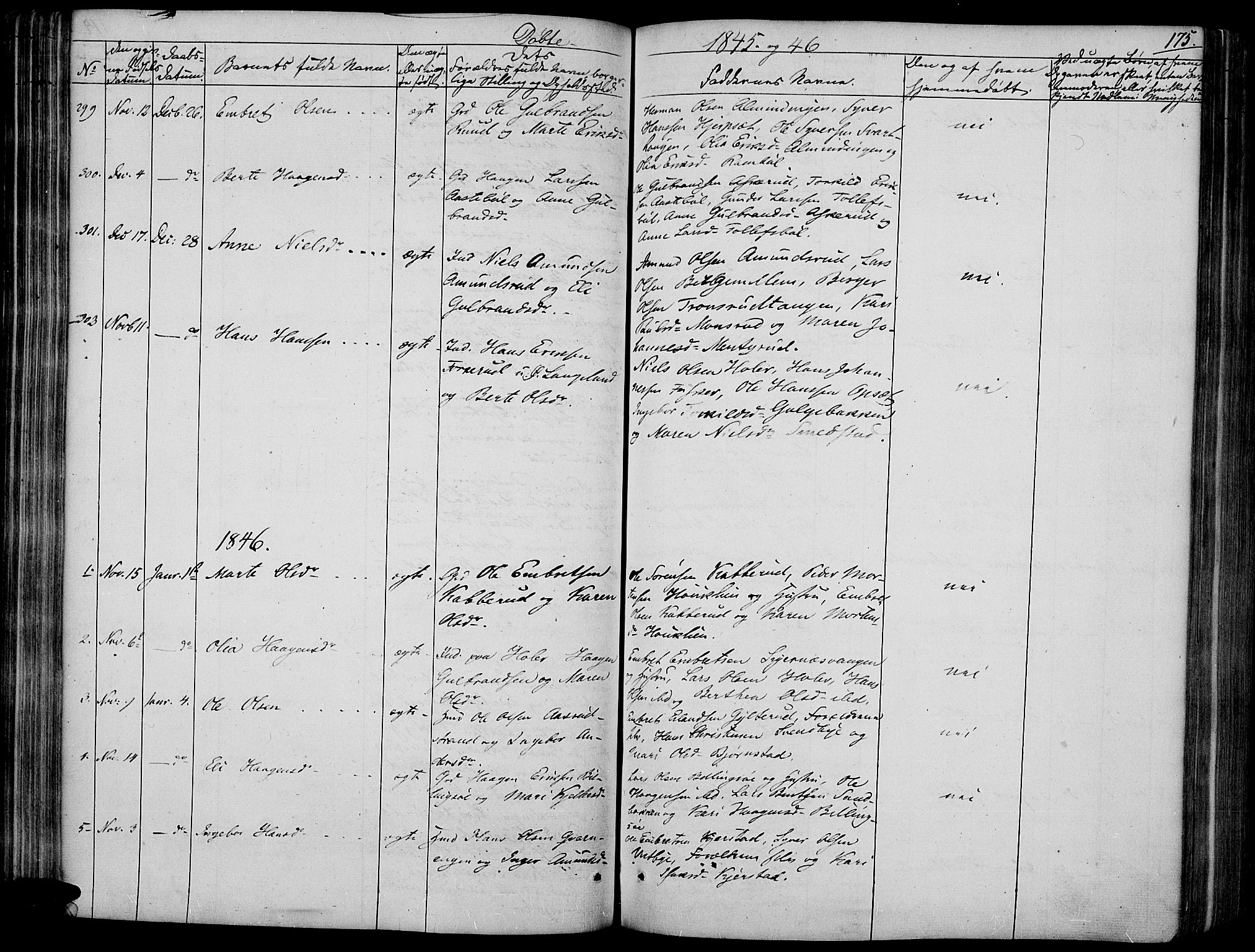 Vinger prestekontor, SAH/PREST-024/H/Ha/Haa/L0008: Parish register (official) no. 8, 1839-1847, p. 175