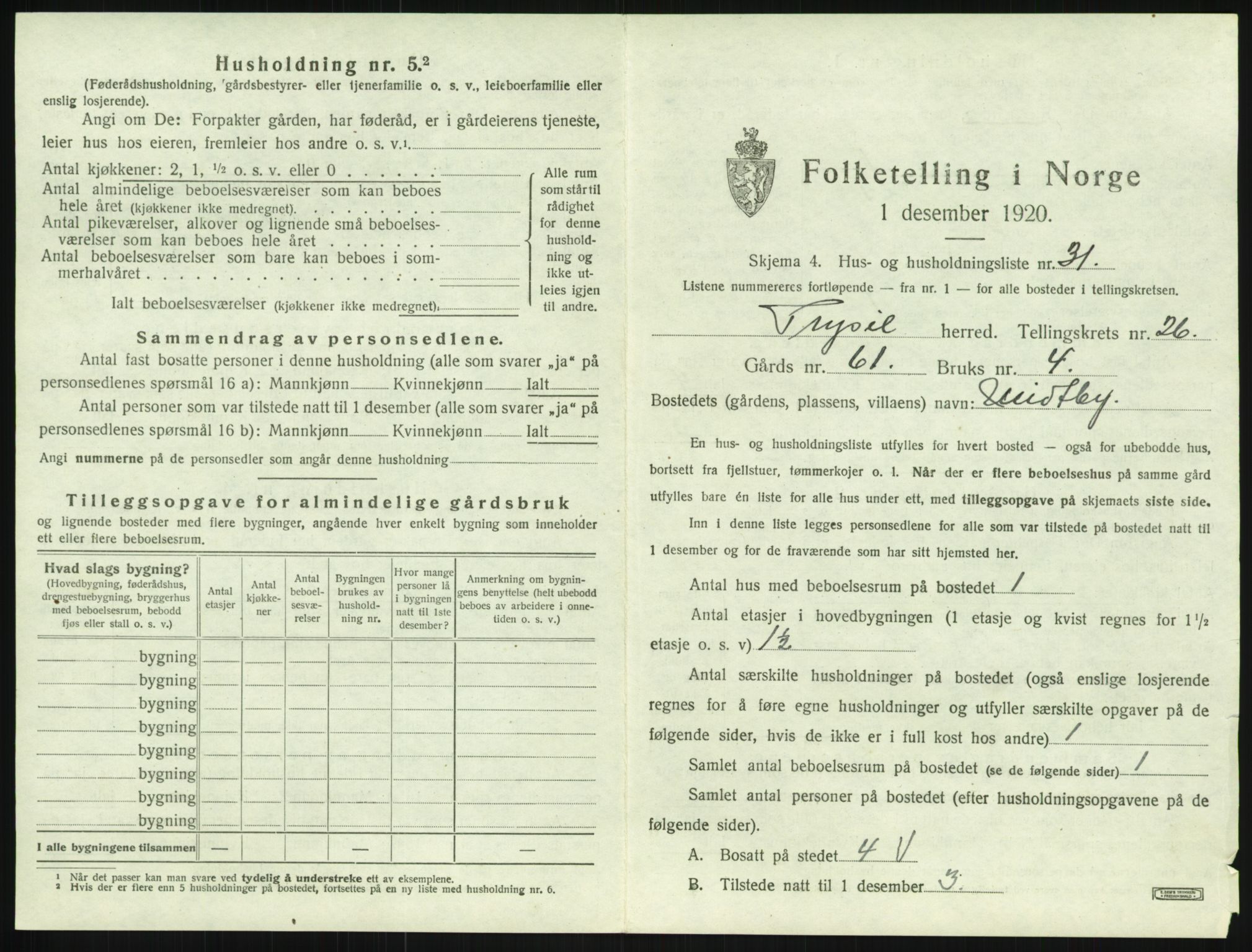 SAH, 1920 census for Trysil, 1920, p. 2515