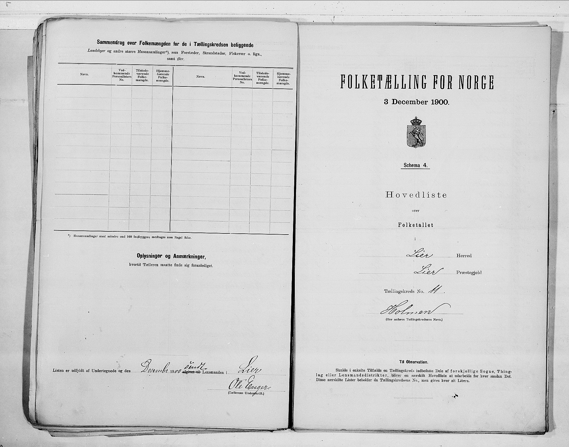 RA, 1900 census for Lier, 1900, p. 30