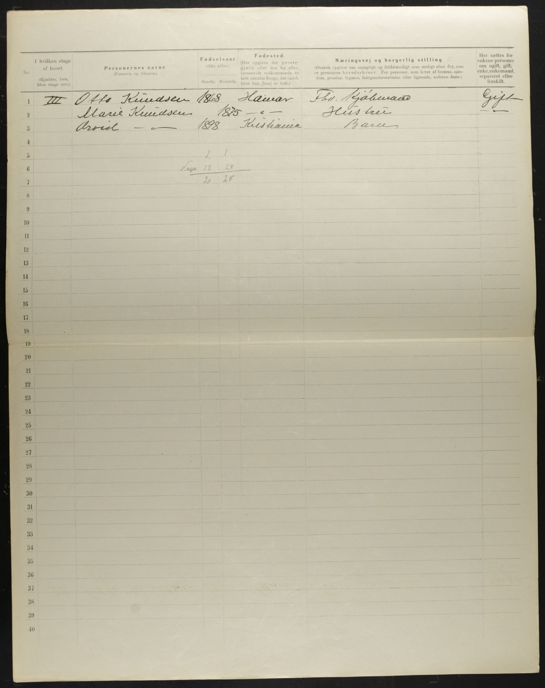 OBA, Municipal Census 1901 for Kristiania, 1901, p. 1355