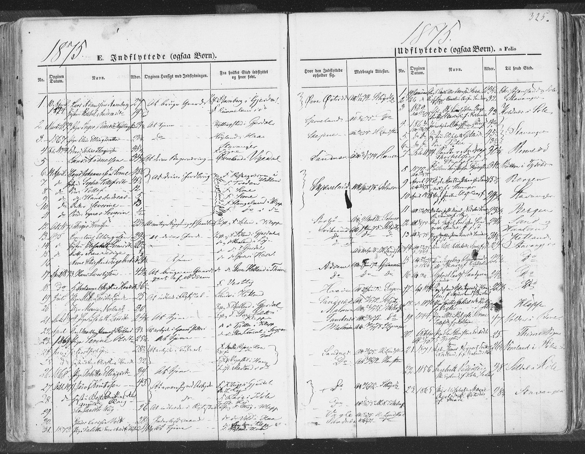 Høyland sokneprestkontor, SAST/A-101799/001/30BA/L0009: Parish register (official) no. A 9.2, 1857-1877, p. 325