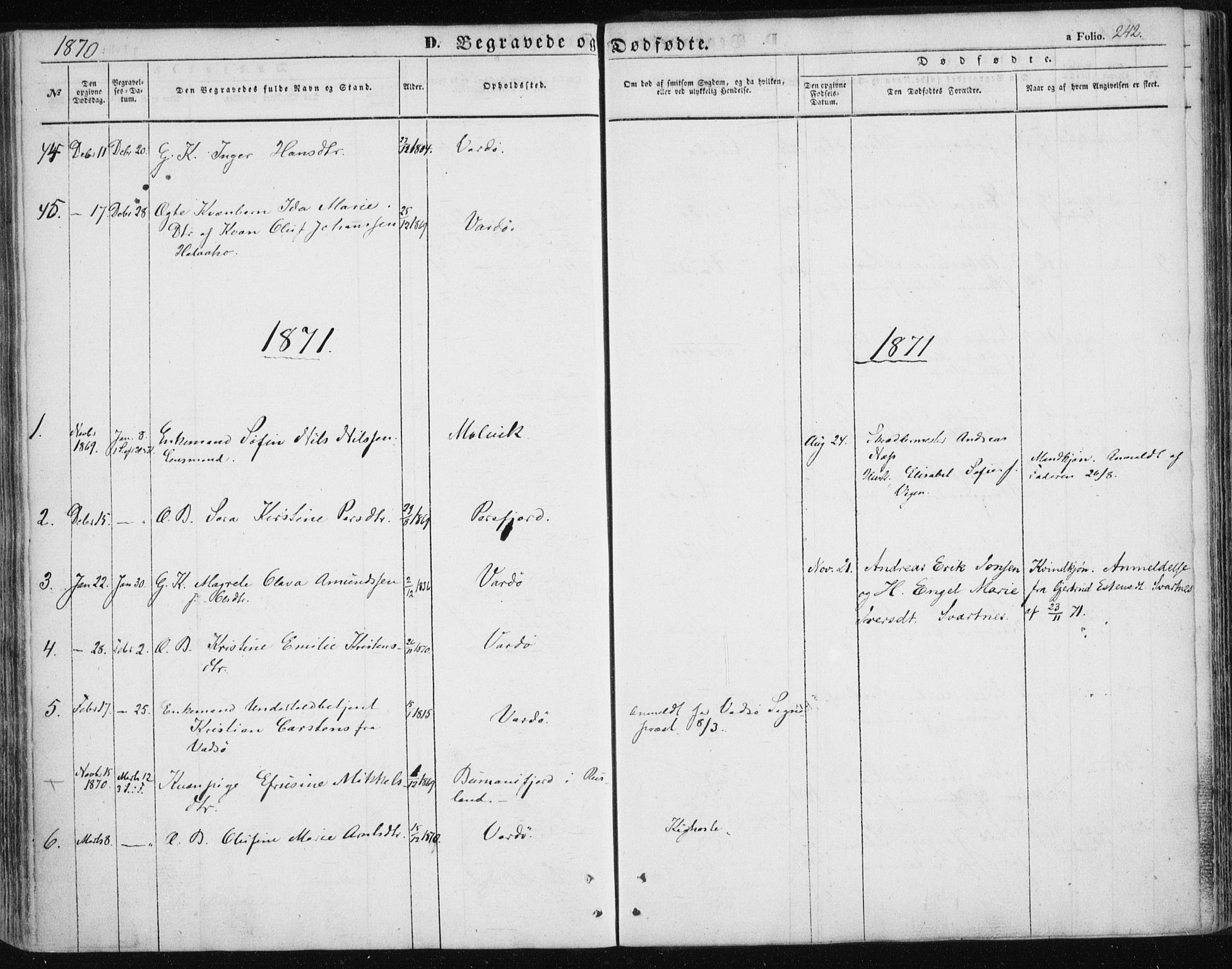 Vardø sokneprestkontor, SATØ/S-1332/H/Ha/L0004kirke: Parish register (official) no. 4, 1862-1871, p. 242