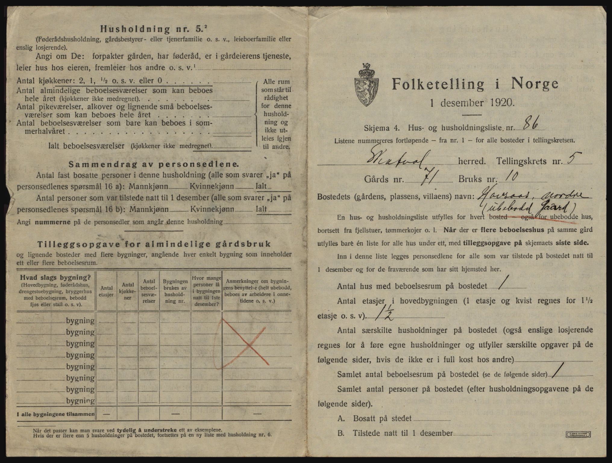 SAT, 1920 census for Skatval, 1920, p. 717