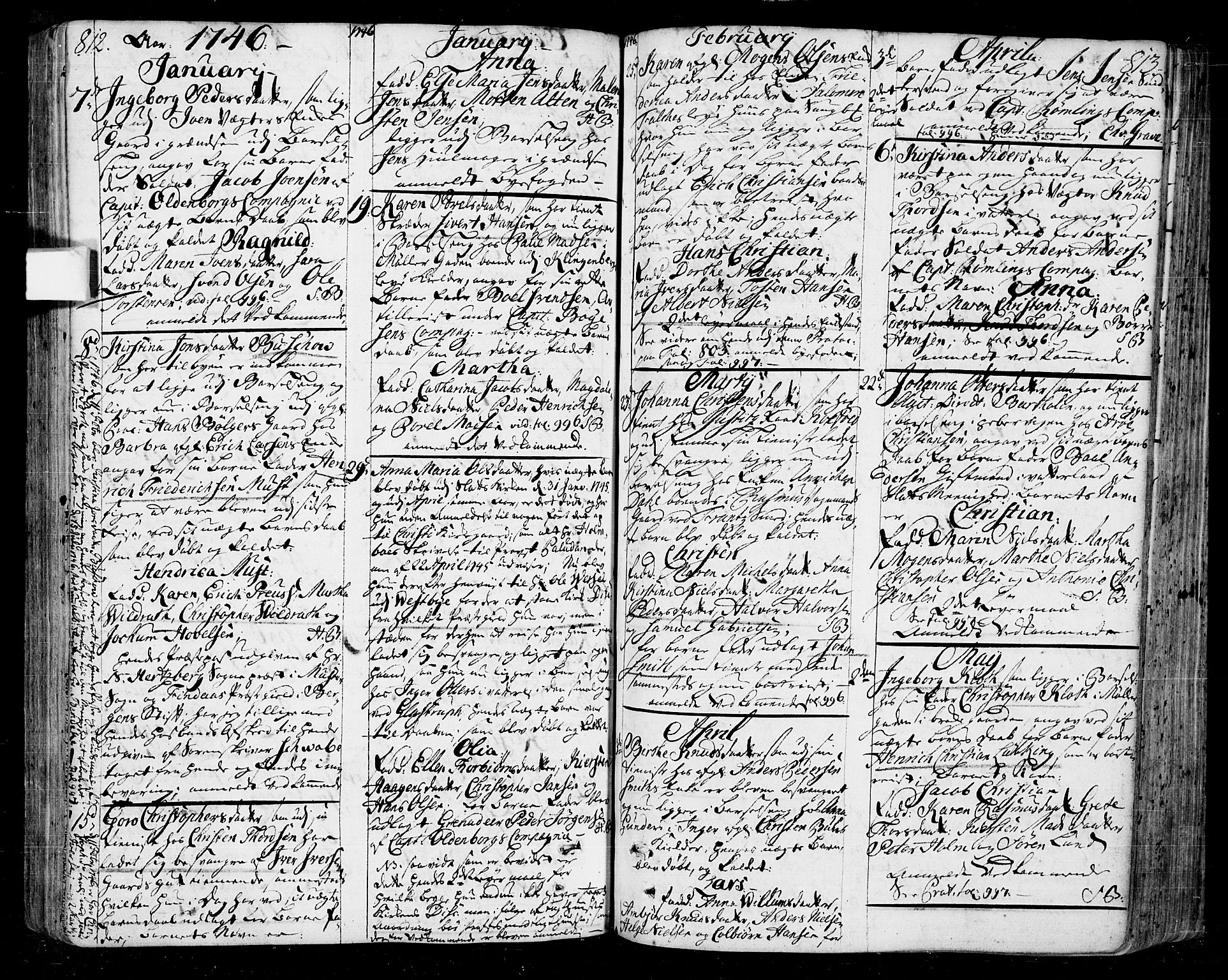 Oslo domkirke Kirkebøker, SAO/A-10752/F/Fa/L0004: Parish register (official) no. 4, 1743-1786, p. 812-813