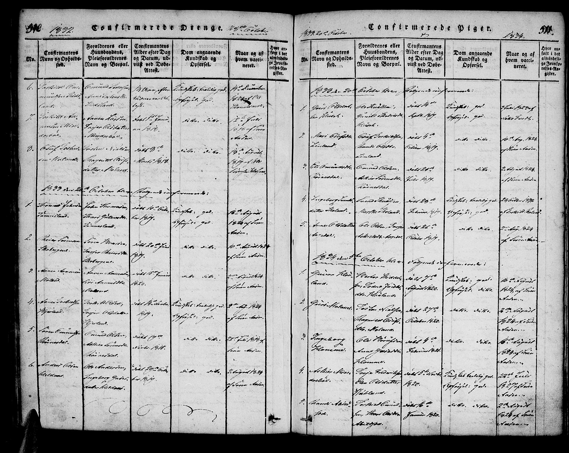 Bjelland sokneprestkontor, SAK/1111-0005/F/Fa/Faa/L0002: Parish register (official) no. A 2, 1816-1866, p. 510-511