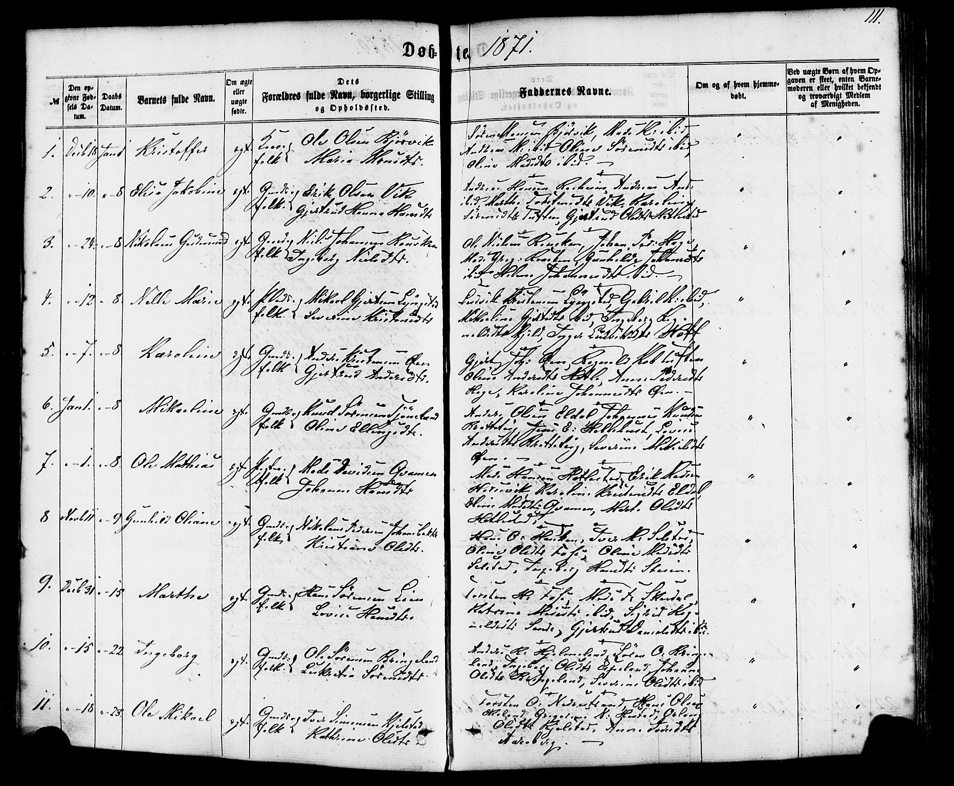 Gaular sokneprestembete, SAB/A-80001/H/Haa: Parish register (official) no. A 5, 1860-1881, p. 111