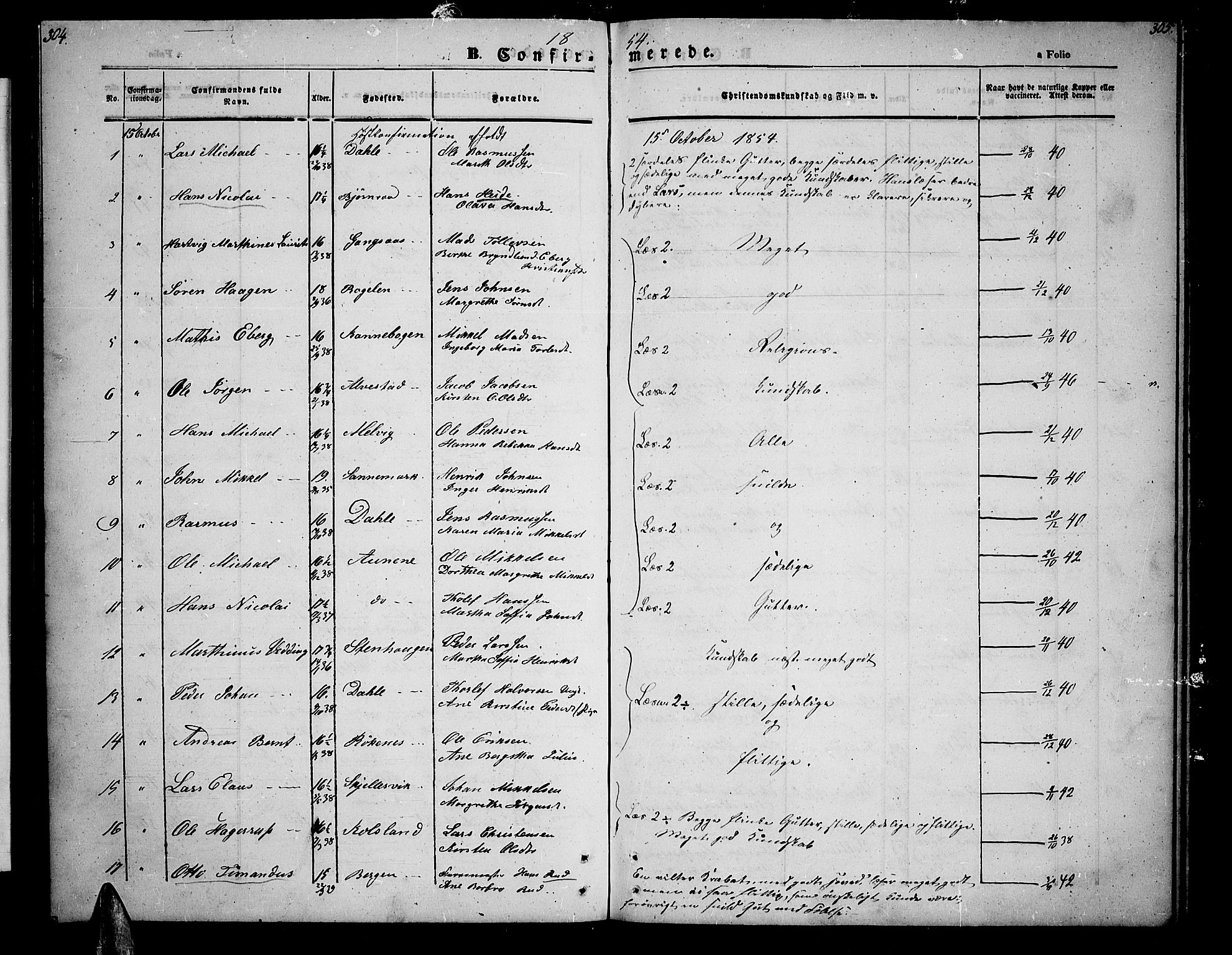 Trondenes sokneprestkontor, SATØ/S-1319/H/Hb/L0006klokker: Parish register (copy) no. 6, 1845-1855, p. 304-305