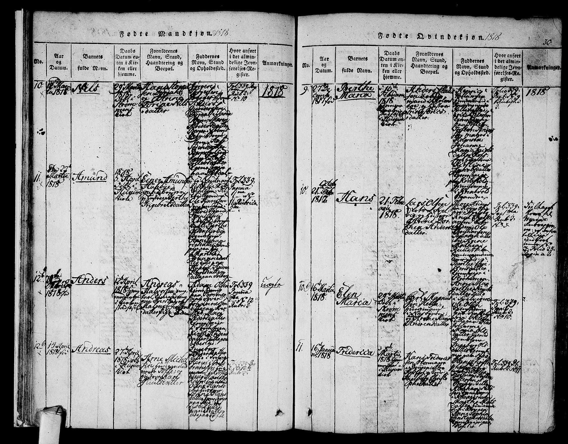 Hurum kirkebøker, AV/SAKO-A-229/F/Fa/L0009: Parish register (official) no. 9, 1816-1826, p. 30